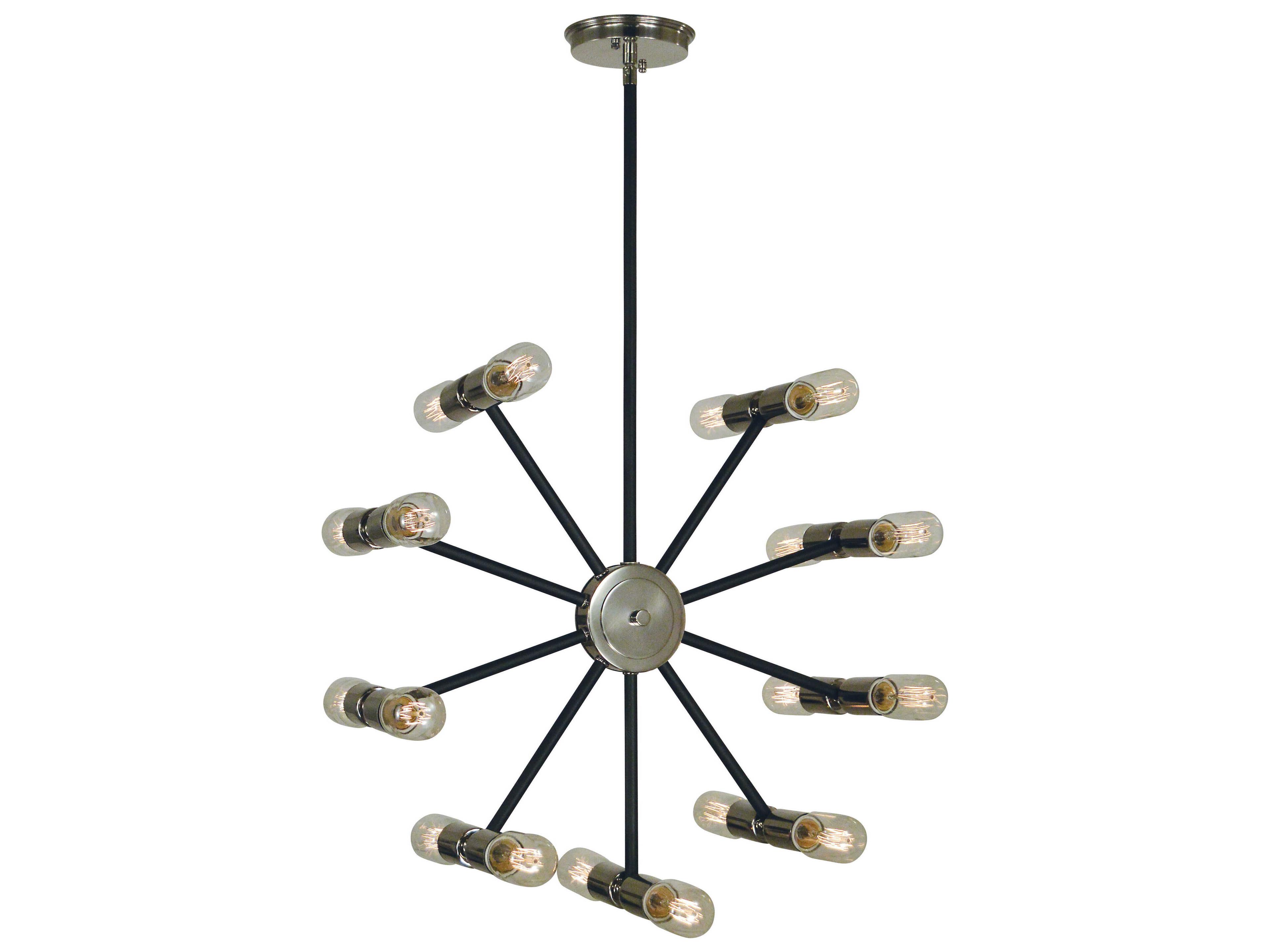 Framburg Nebula 18-Light Polished Nickel Matte Black Accents Sputnik Chandelier