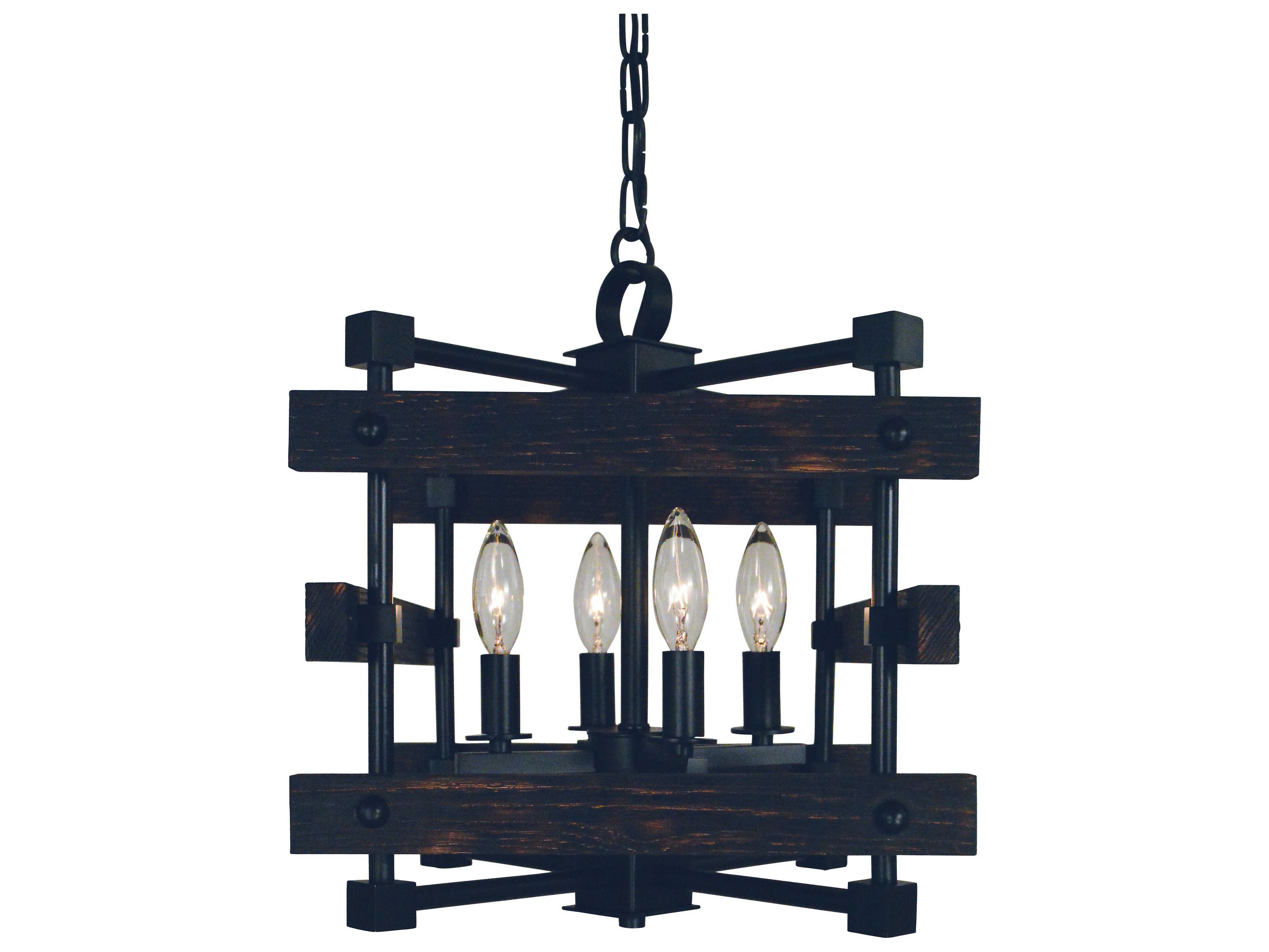 Framburg Rustic Chic 4-Light Matte Black Candelabra Chandelier