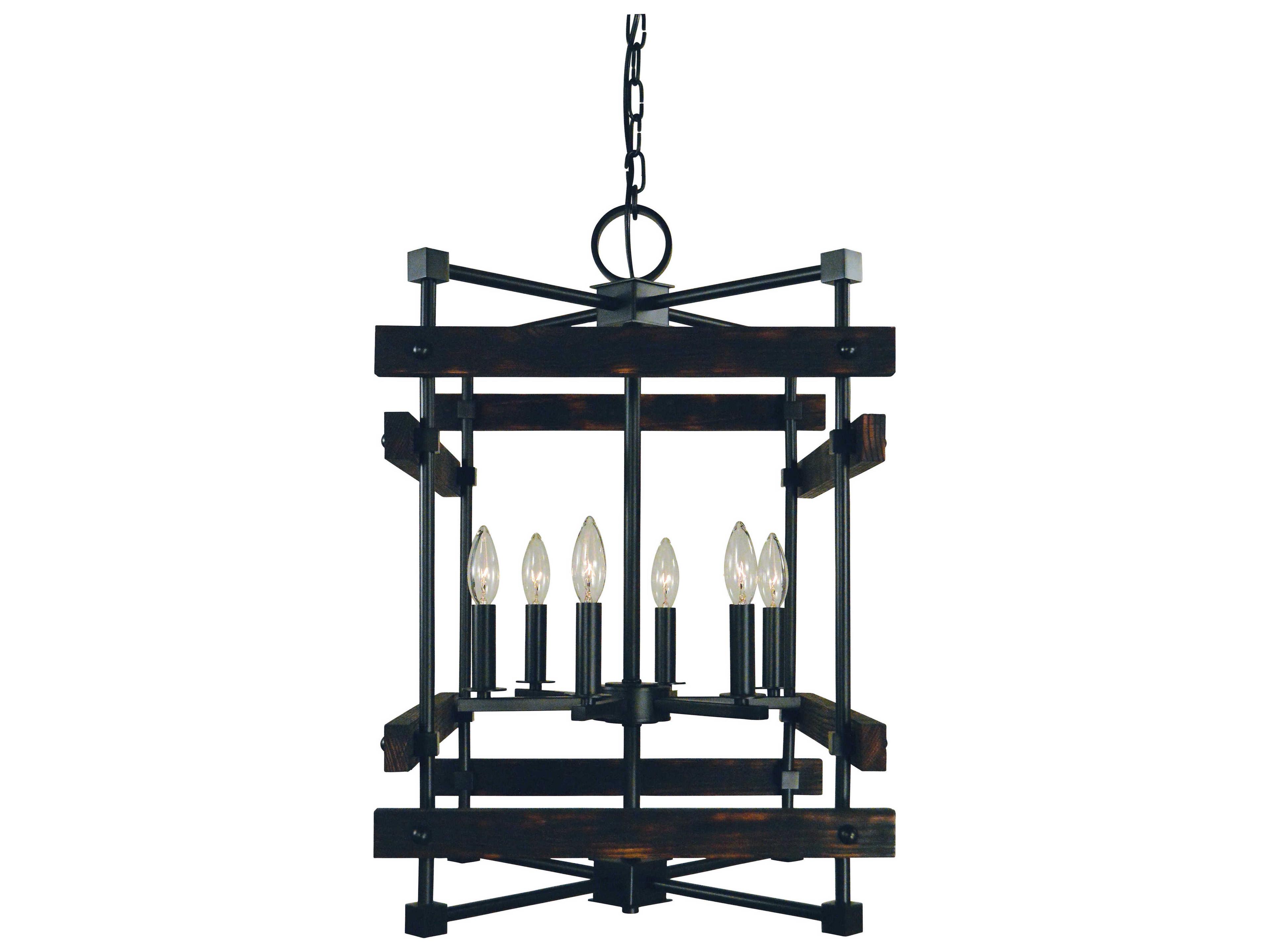 Framburg Rustic Chic 6-Light Matte Black Candelabra Chandelier