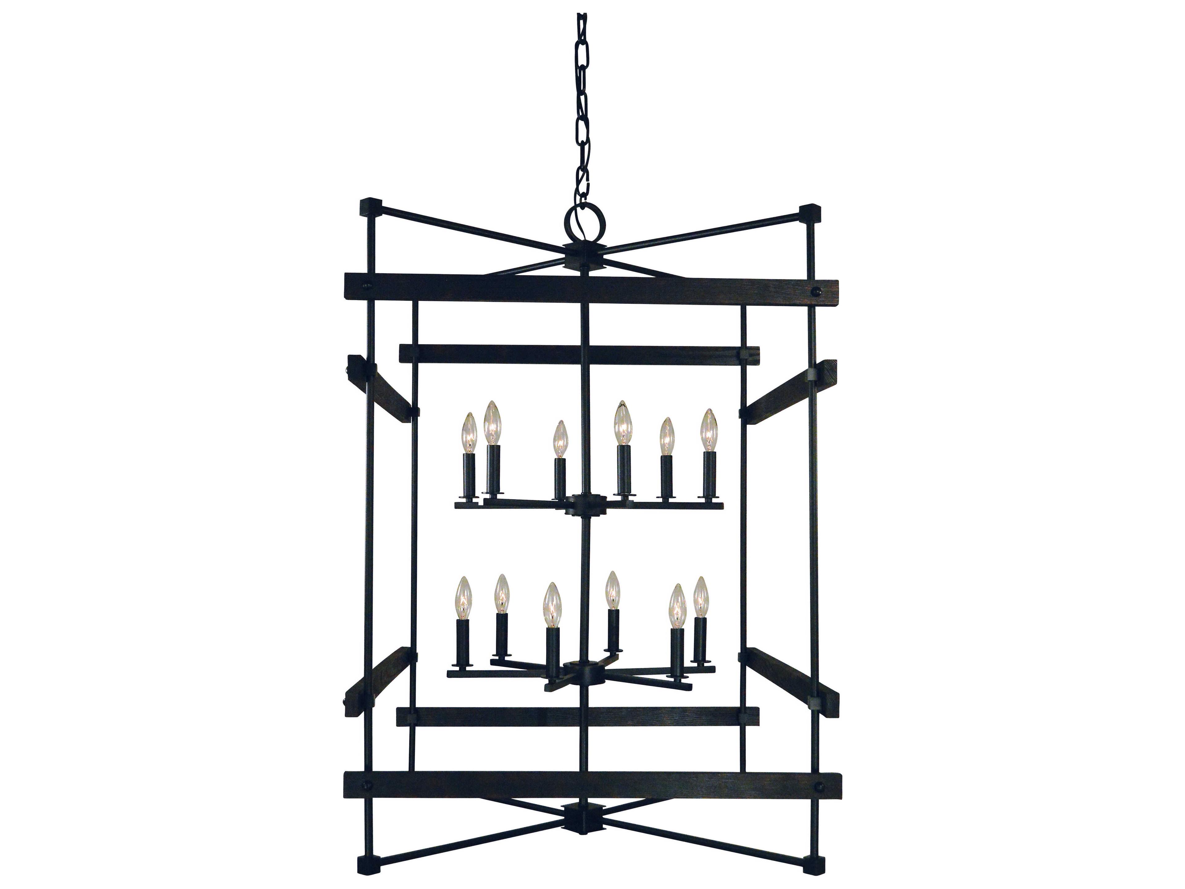 Framburg Rustic Chic 12-Light Matte Black Candelabra Chandelier