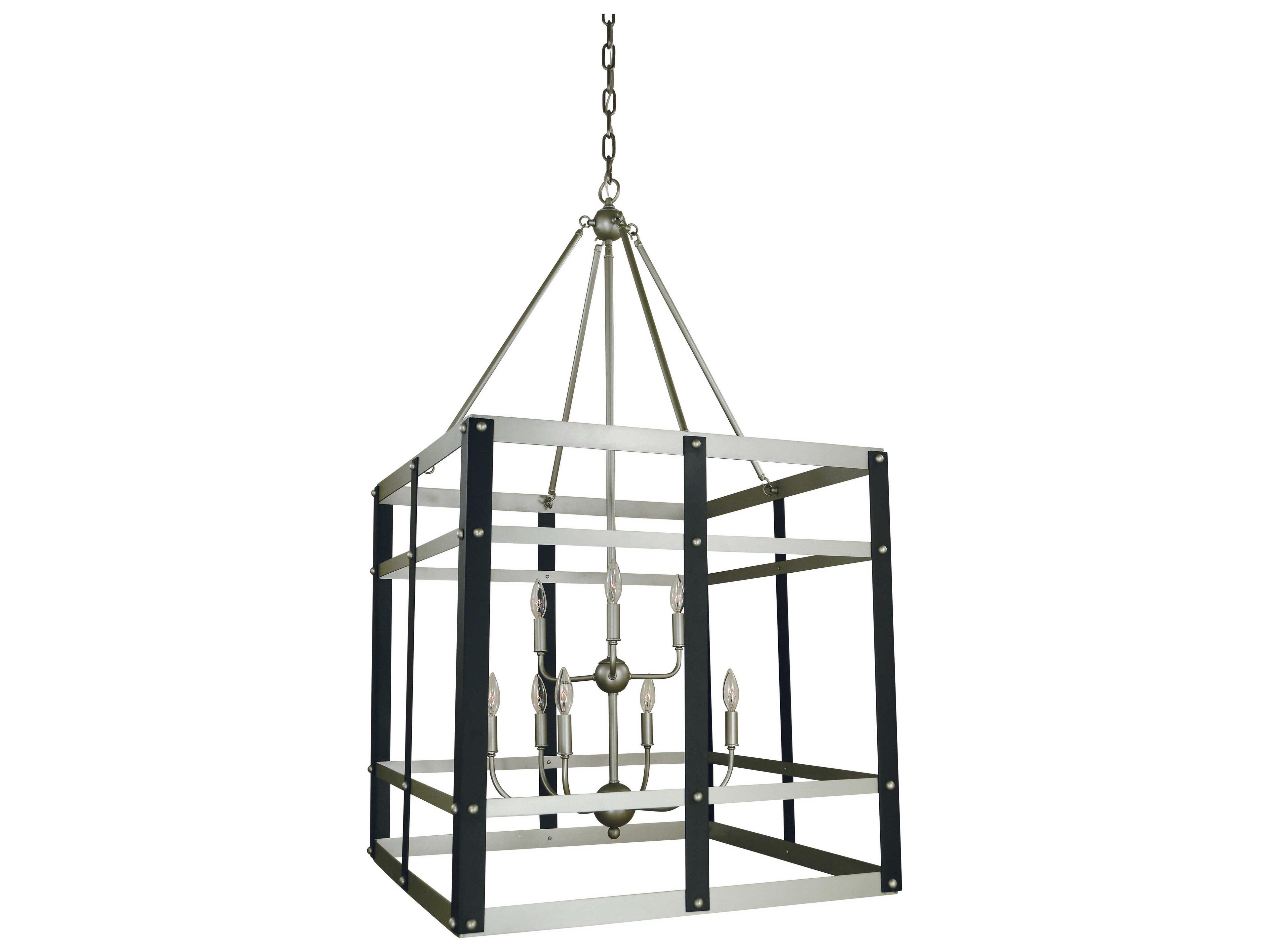 Framburg Metro Artisan 9-Light Satin Pewter Matte Black Candelabra Chandelier