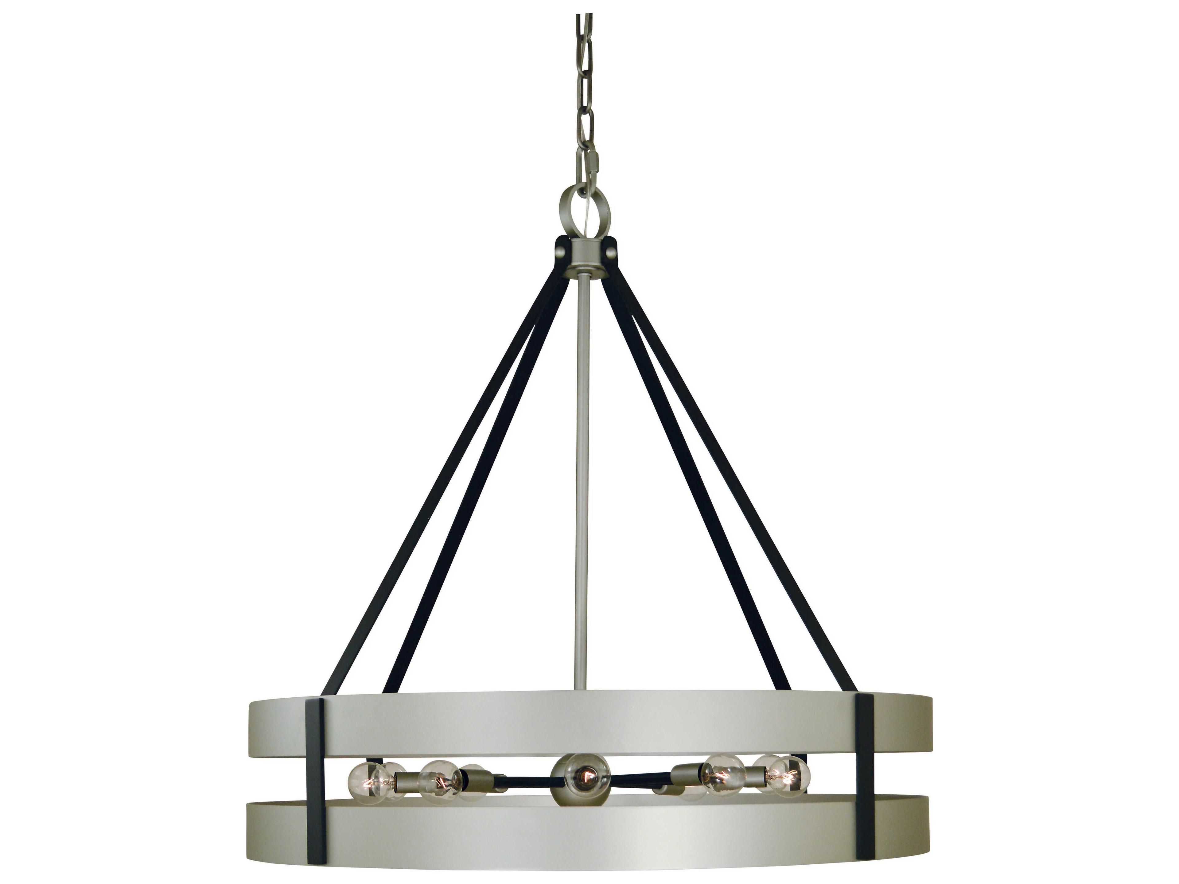 Framburg Orion 10-Light Satin Pewter Matte Black Round Chandelier