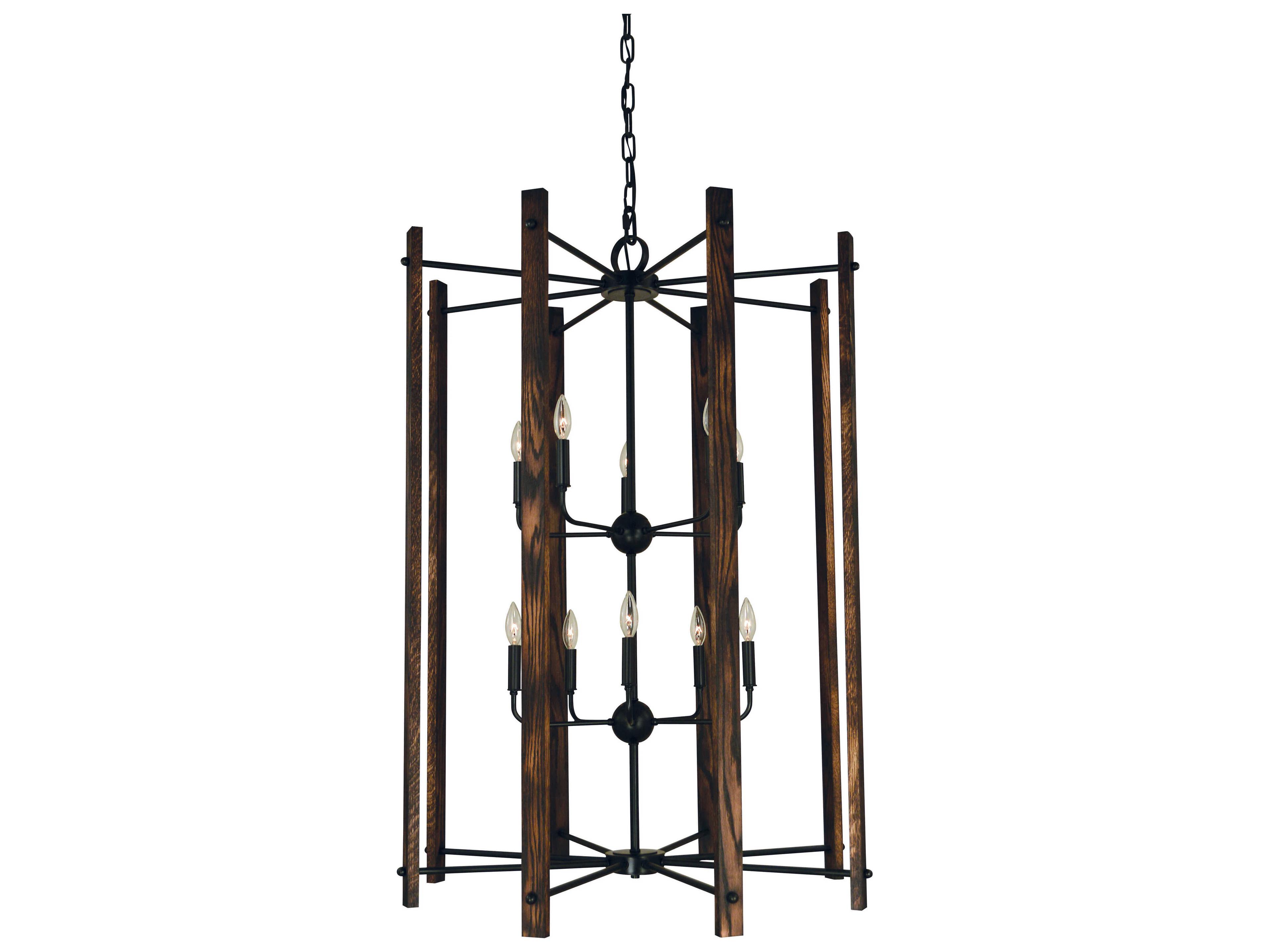 Framburg Modern Farmhouse 10-Light Matte Black Candelabra Tiered Chandelier
