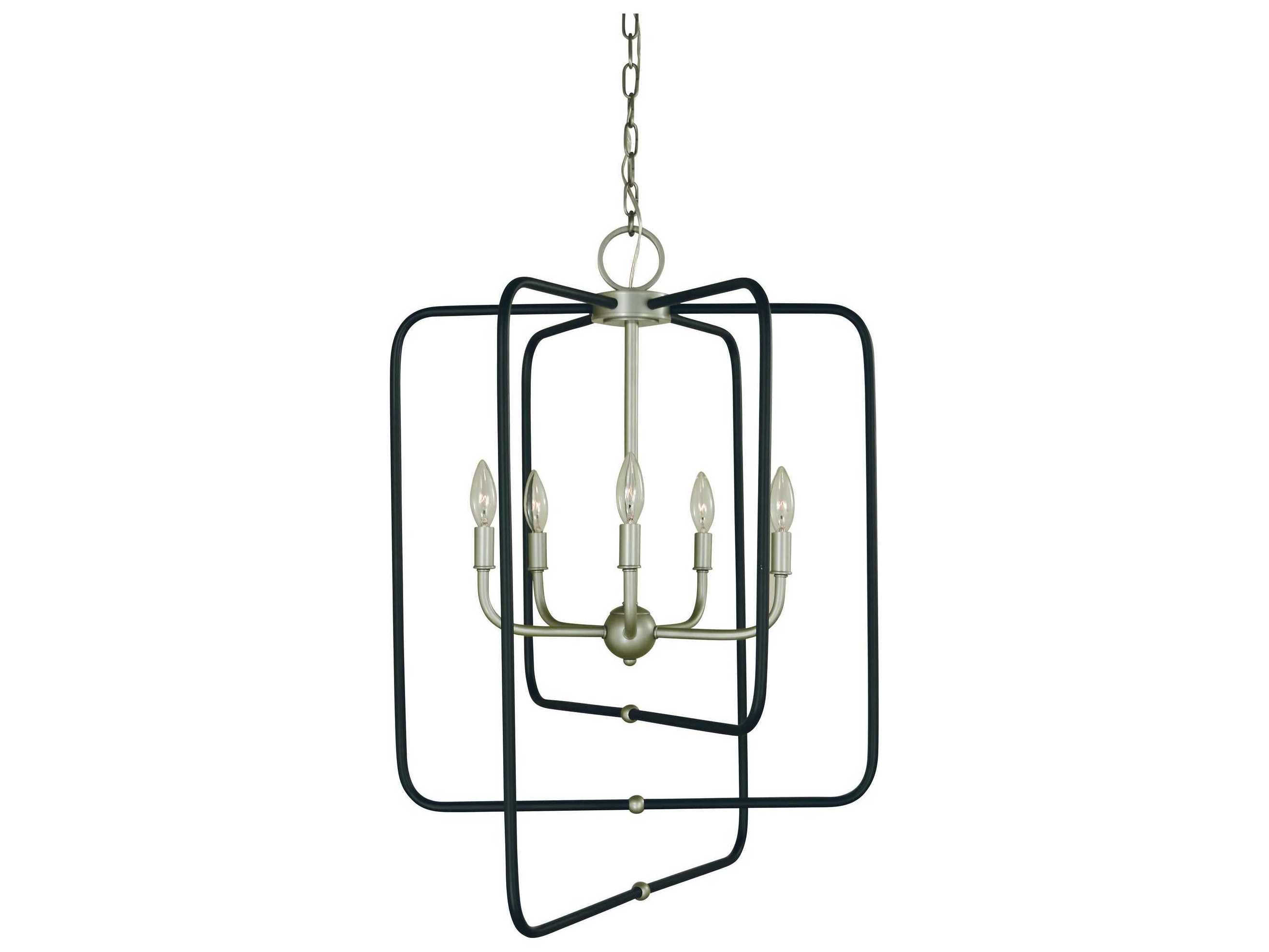 Framburg Montrose 5-Light Satin Pewter Matte Black Candelabra Chandelier