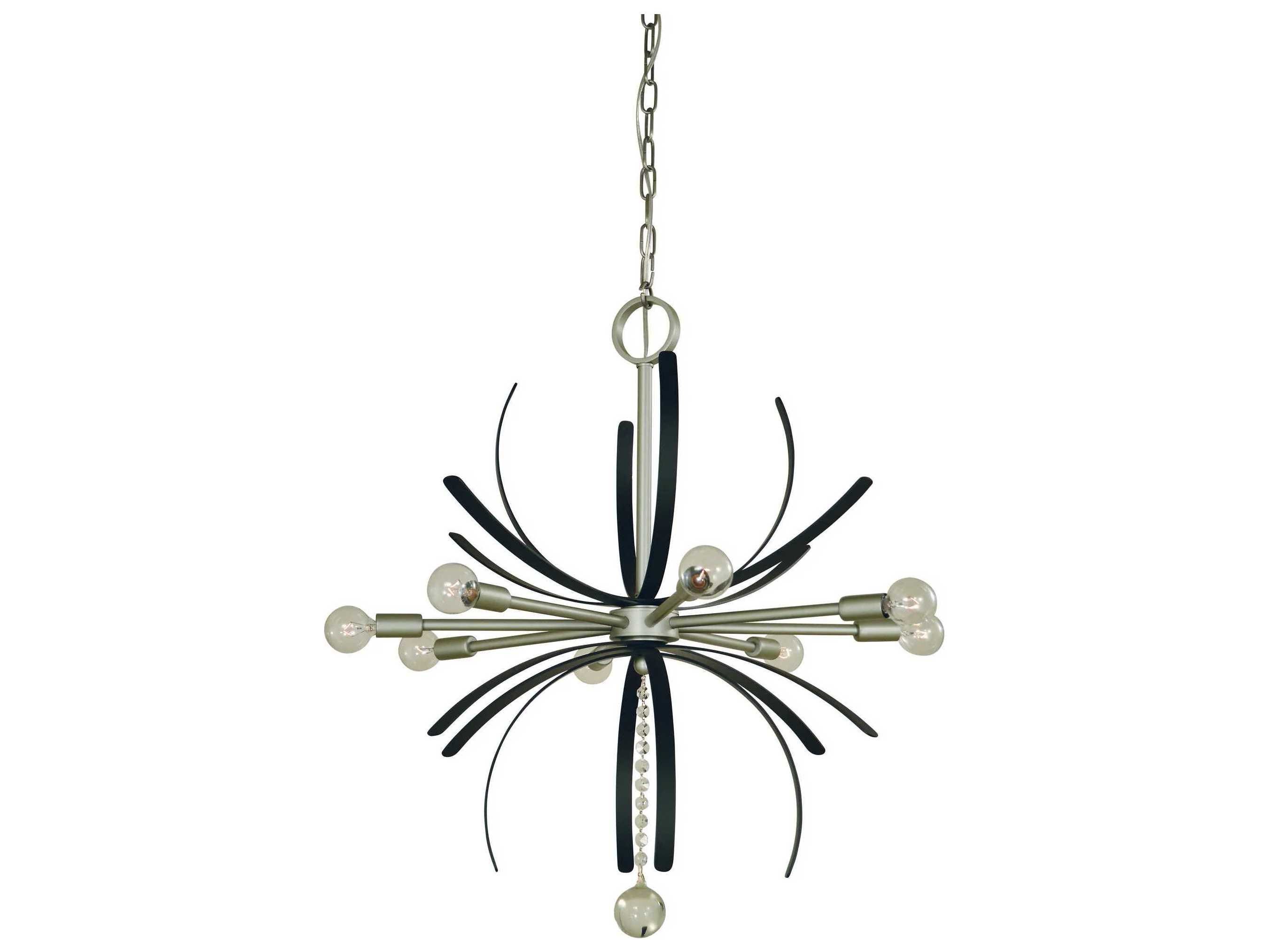 Framburg Victoria 8-Light Satin Pewter Matte Black Crystal Sputnik Chandelier