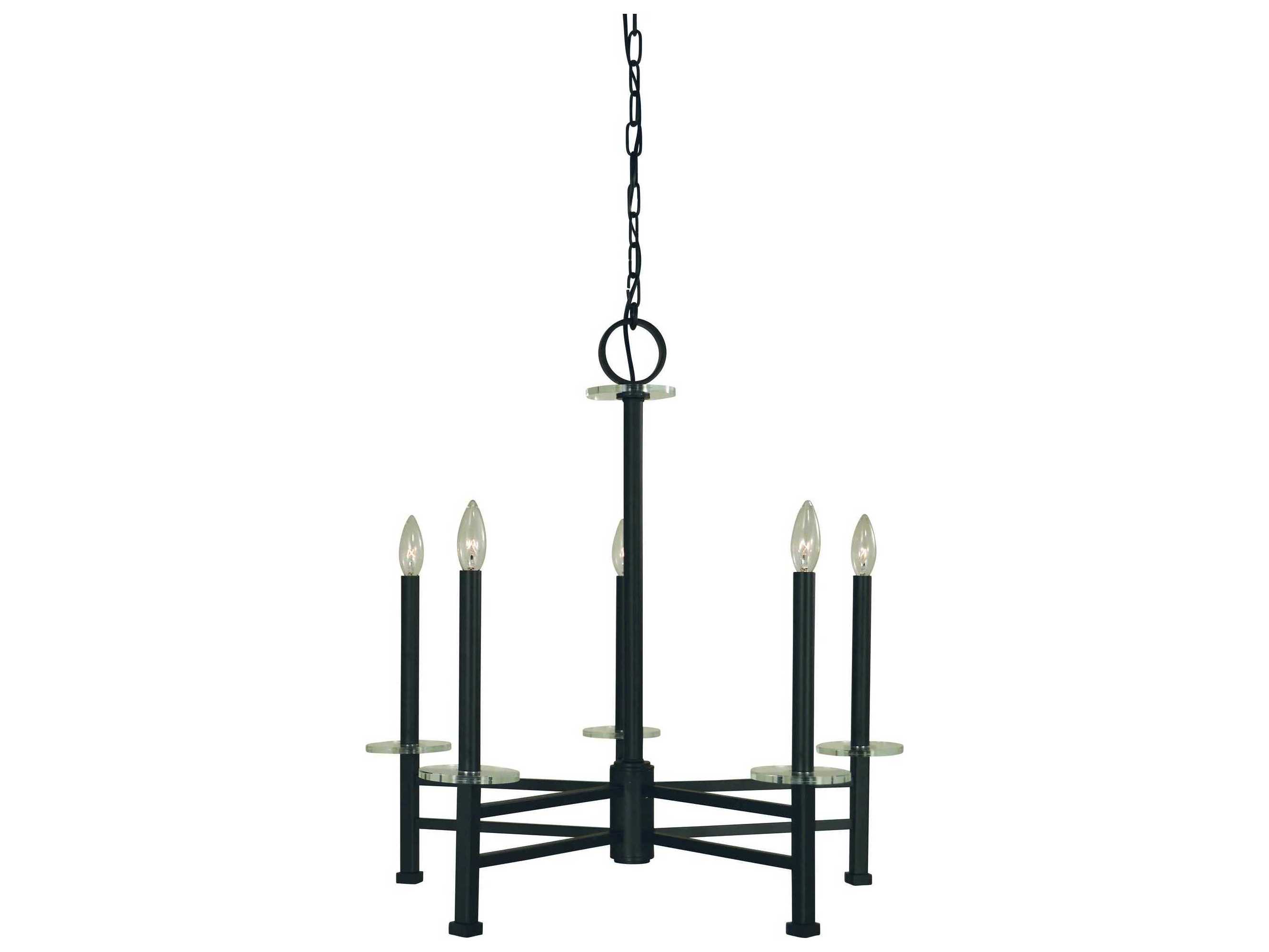 Framburg Metropolitan 5-Light Matte Black Crystal Candelabra Chandelier