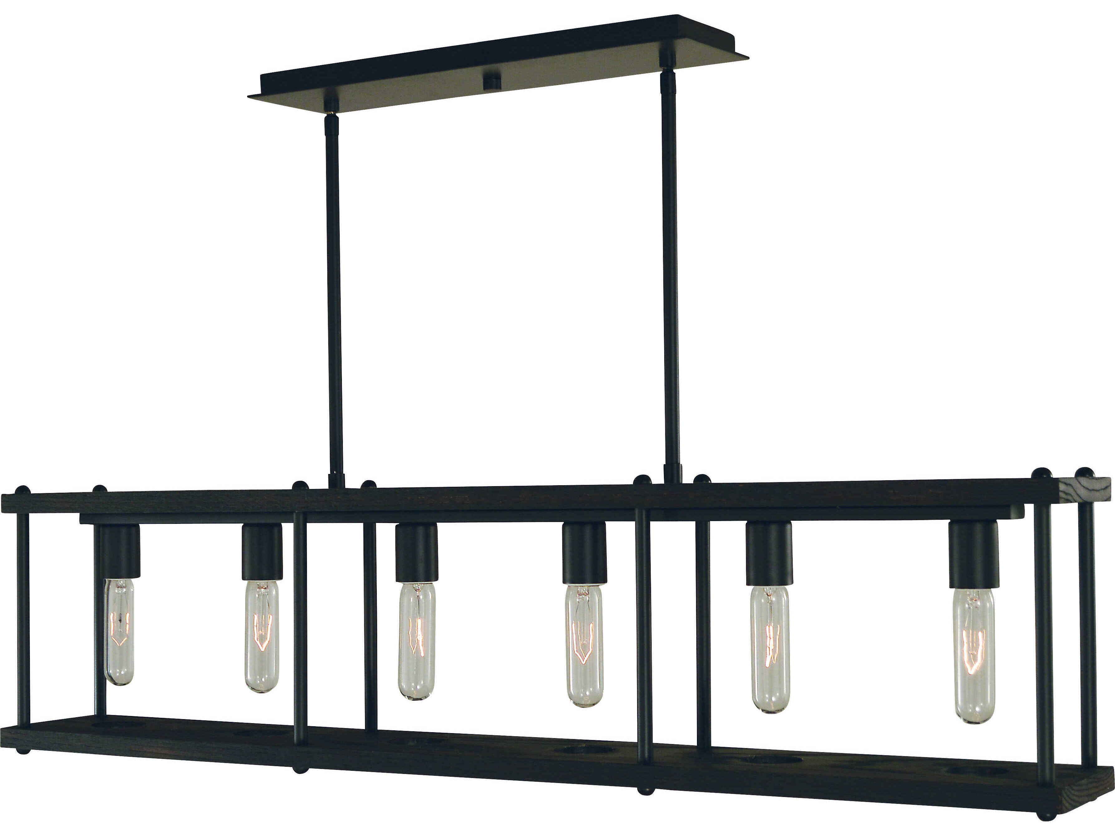Framburg Industria 6-Light Matte Black Linear Island Pendant
