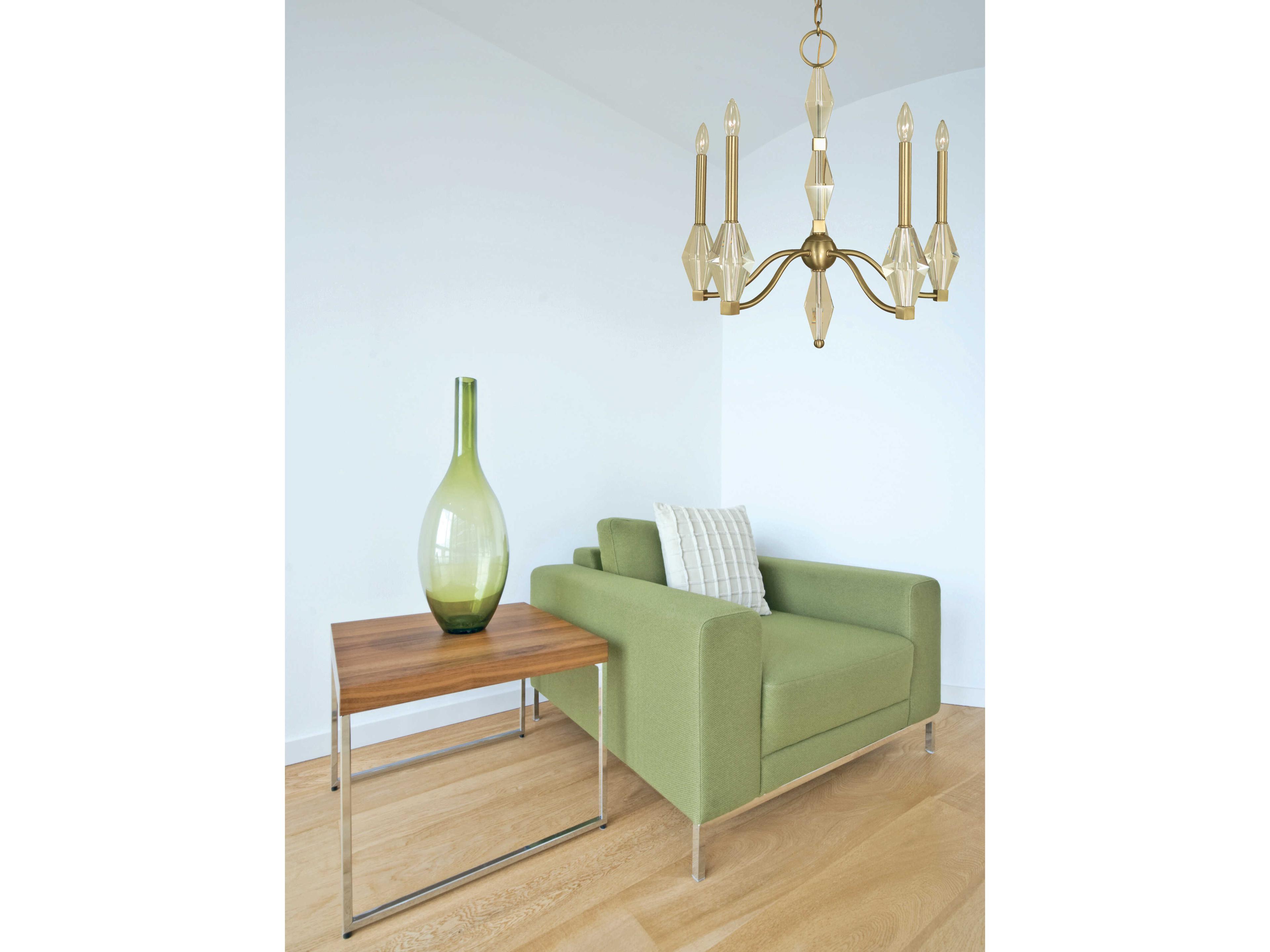 Framburg Vivian 5-Light Brushed Brass Crystal Candelabra Chandelier