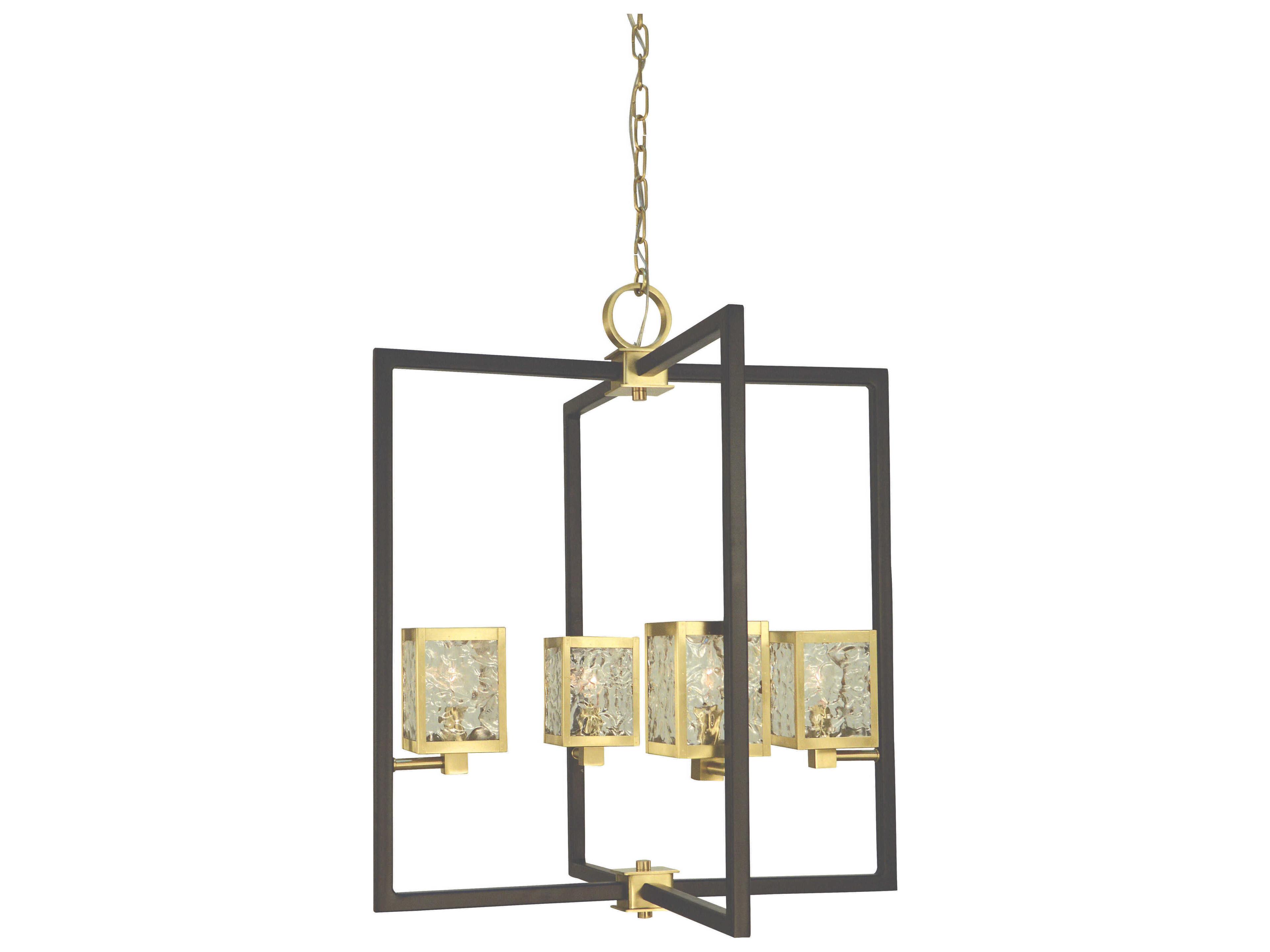 Framburg Avery 4-Light Brushed Brass Matte Black Lantern Pendant