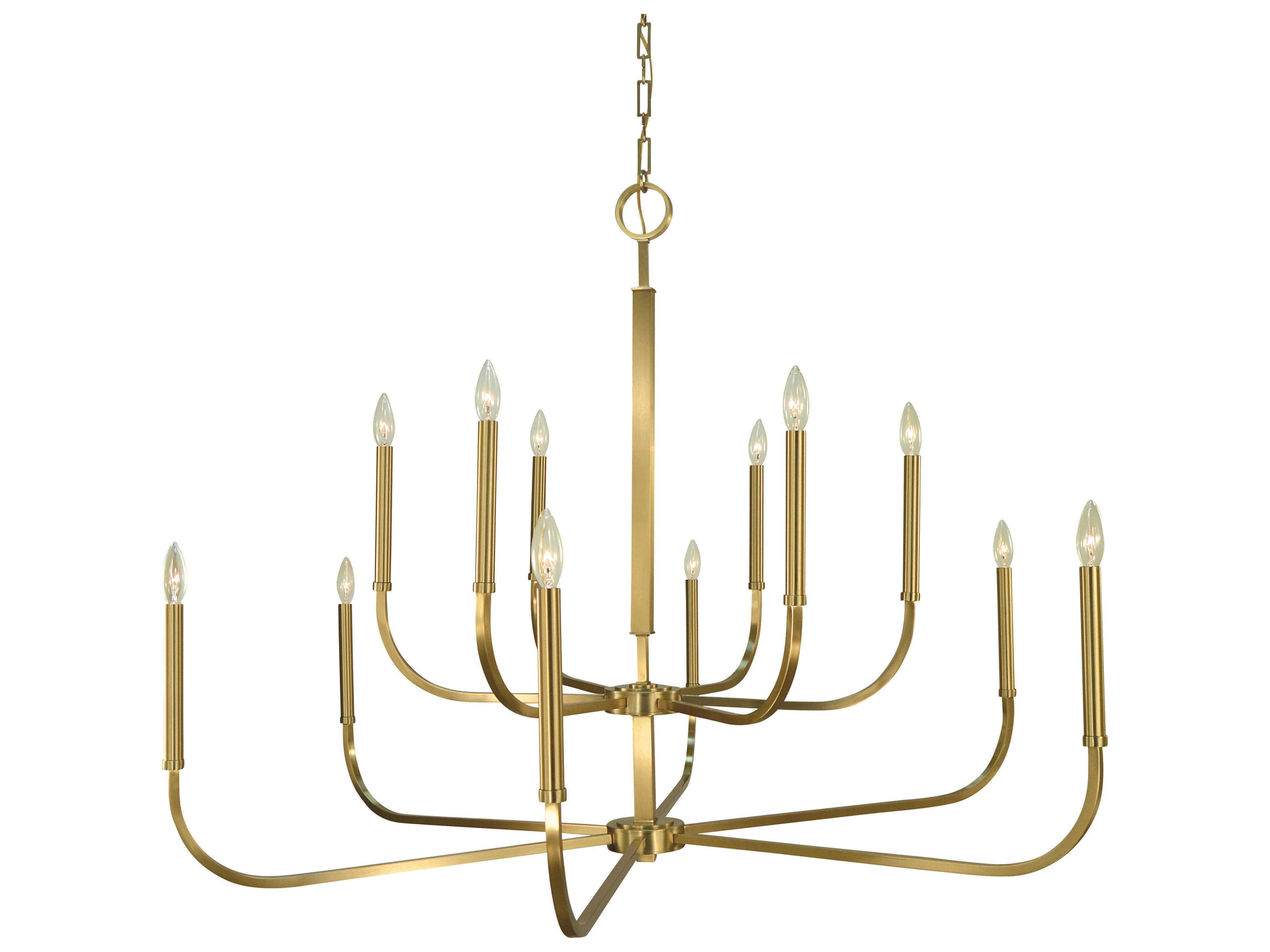 Framburg Manhattan 12-Light Brushed Brass Candelabra Chandelier