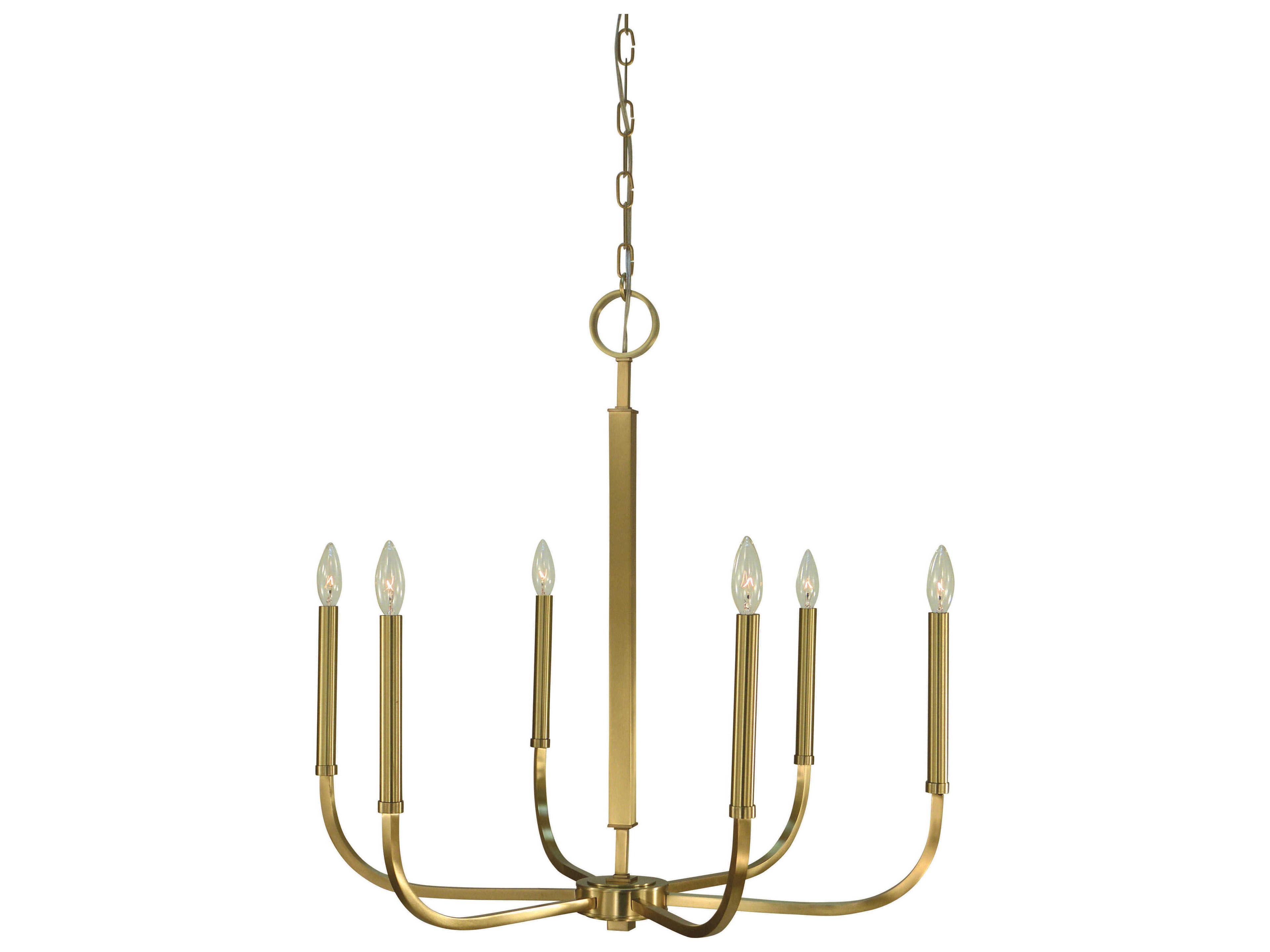 Framburg Manhattan 6-Light Brushed Brass Candelabra Chandelier