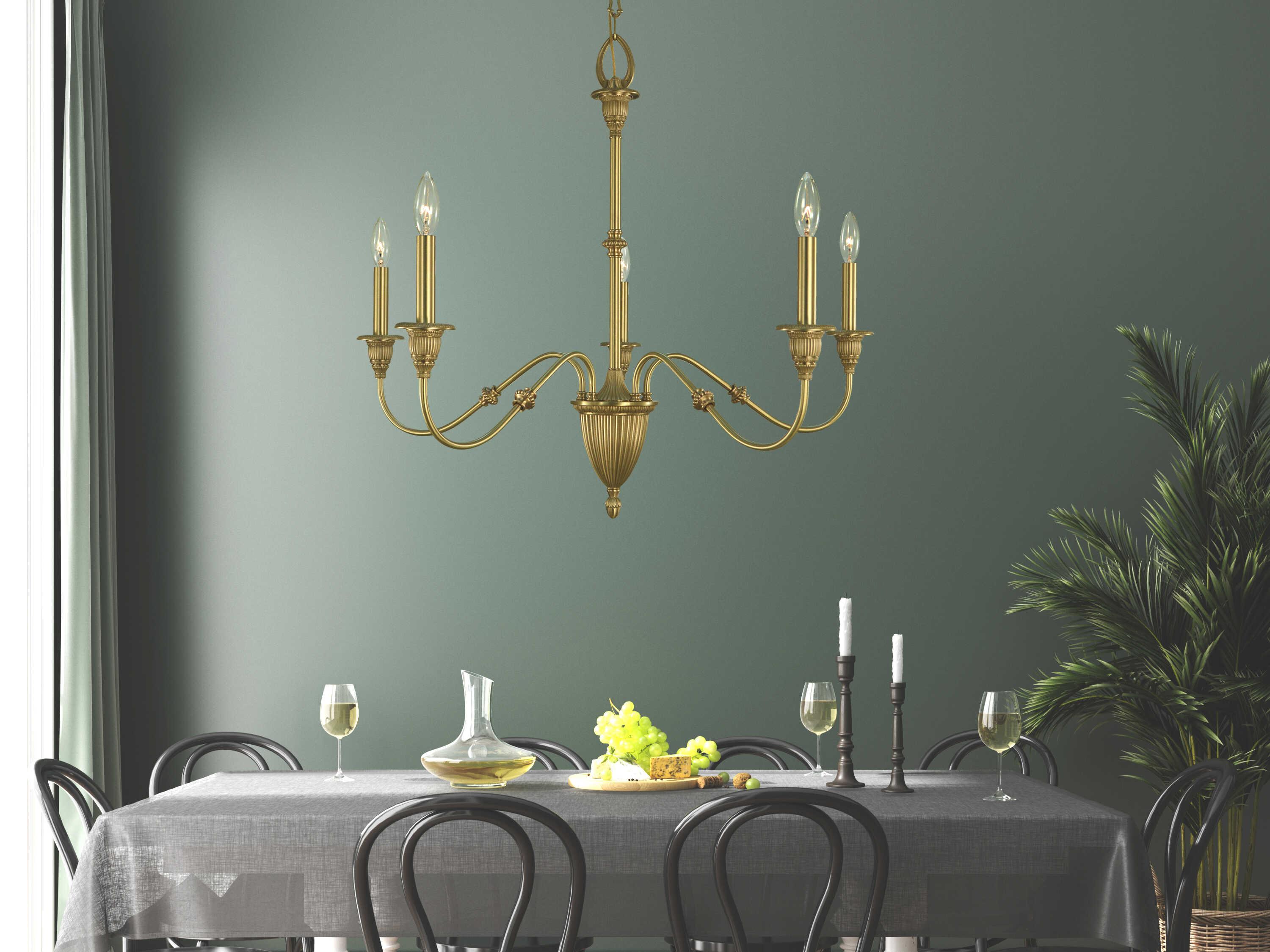 Framburg Hinsdale 5-Light Brushed Brass Traditional Candelabra Chandelier