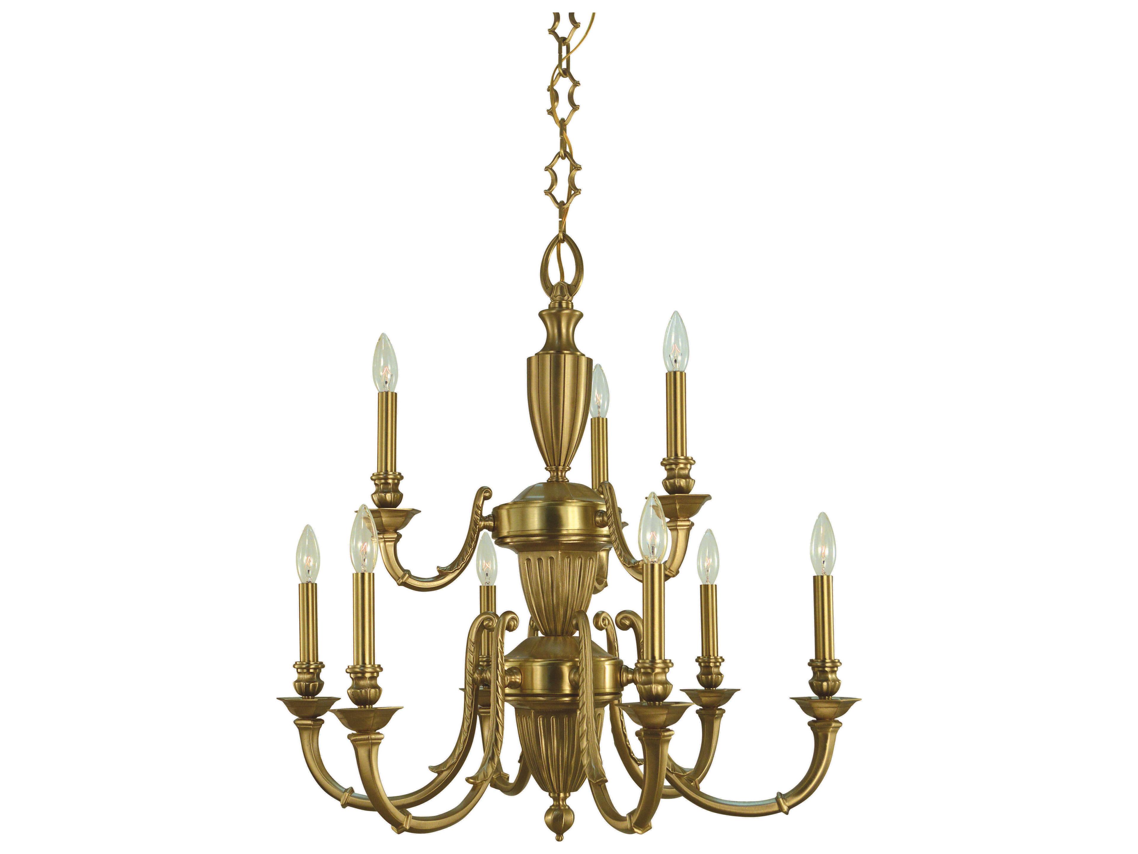 Framburg Wellesley 9-Light Brushed Brass Traditional Candelabra Tiered Chandelier
