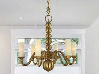 Framburg Louisville 6-Light Brushed Brass Traditional Candelabra Chandelier
