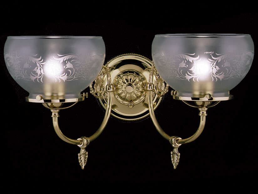 Framburg Chancery 2-Light Polished Brass Glass Vanity Light