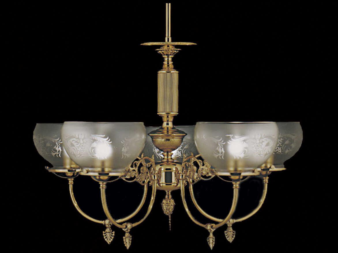 Framburg Chancery 5-Light Polished Brass Glass Bowl Chandelier