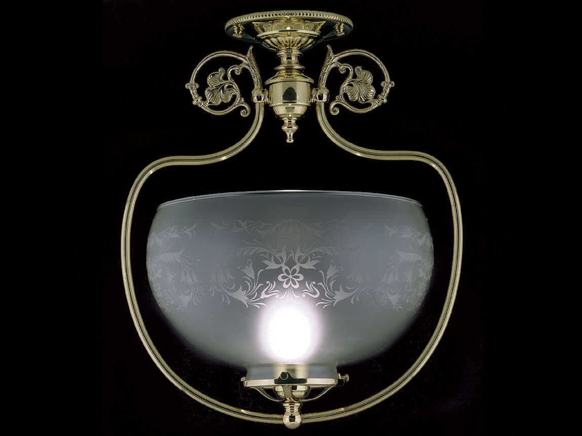 Framburg Chancery 1-Light Polished Brass Glass Bowl Semi Flush Mount