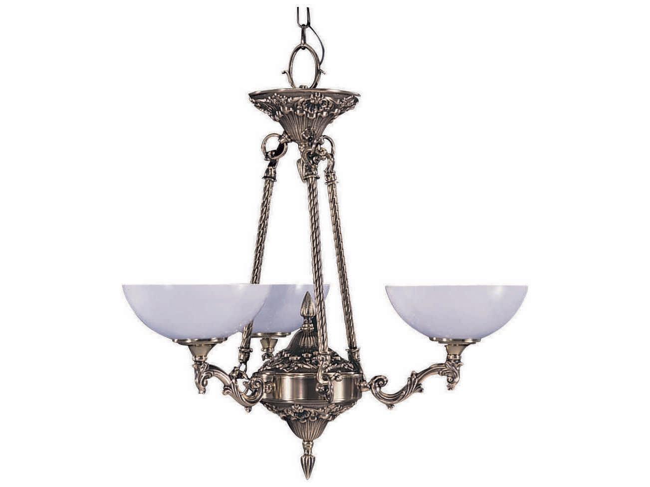 Framburg Napoleonic 3-Light French Brass Glass Bowl Chandelier
