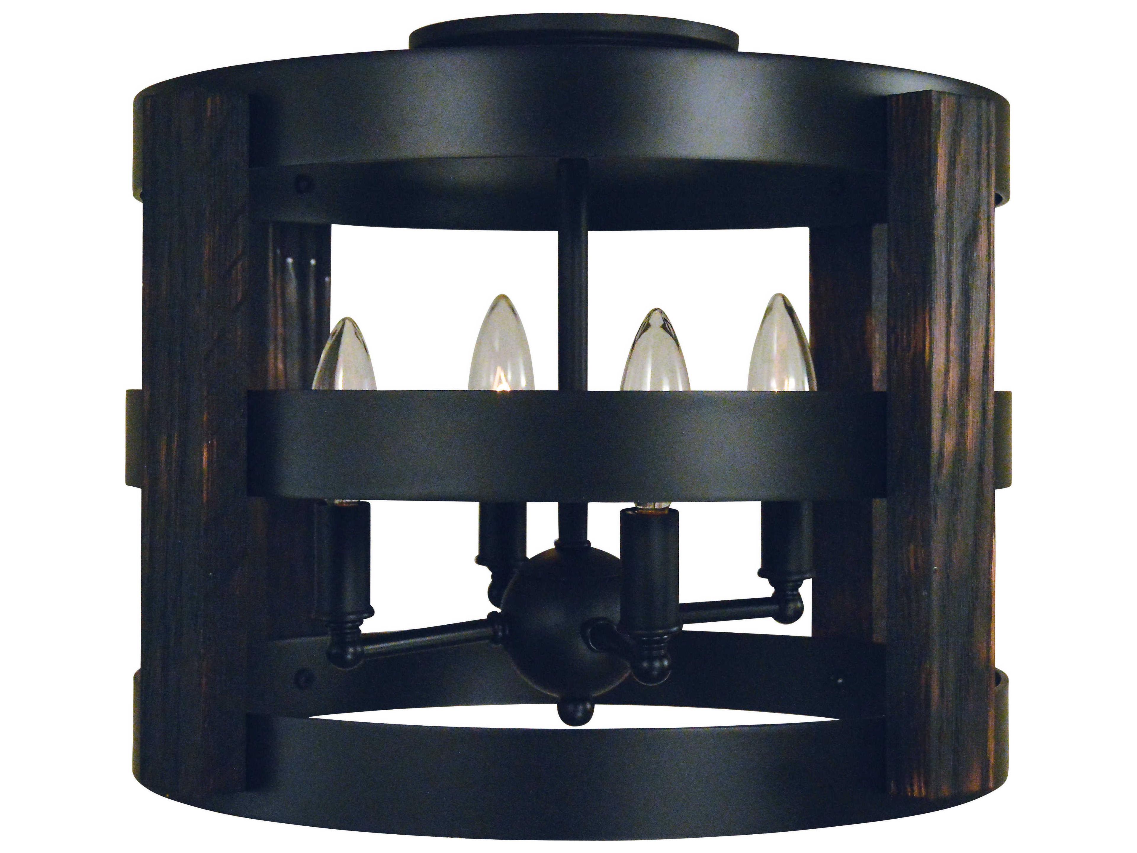 Framburg Homestead 4-Light Matte Black Drum Flush Mount