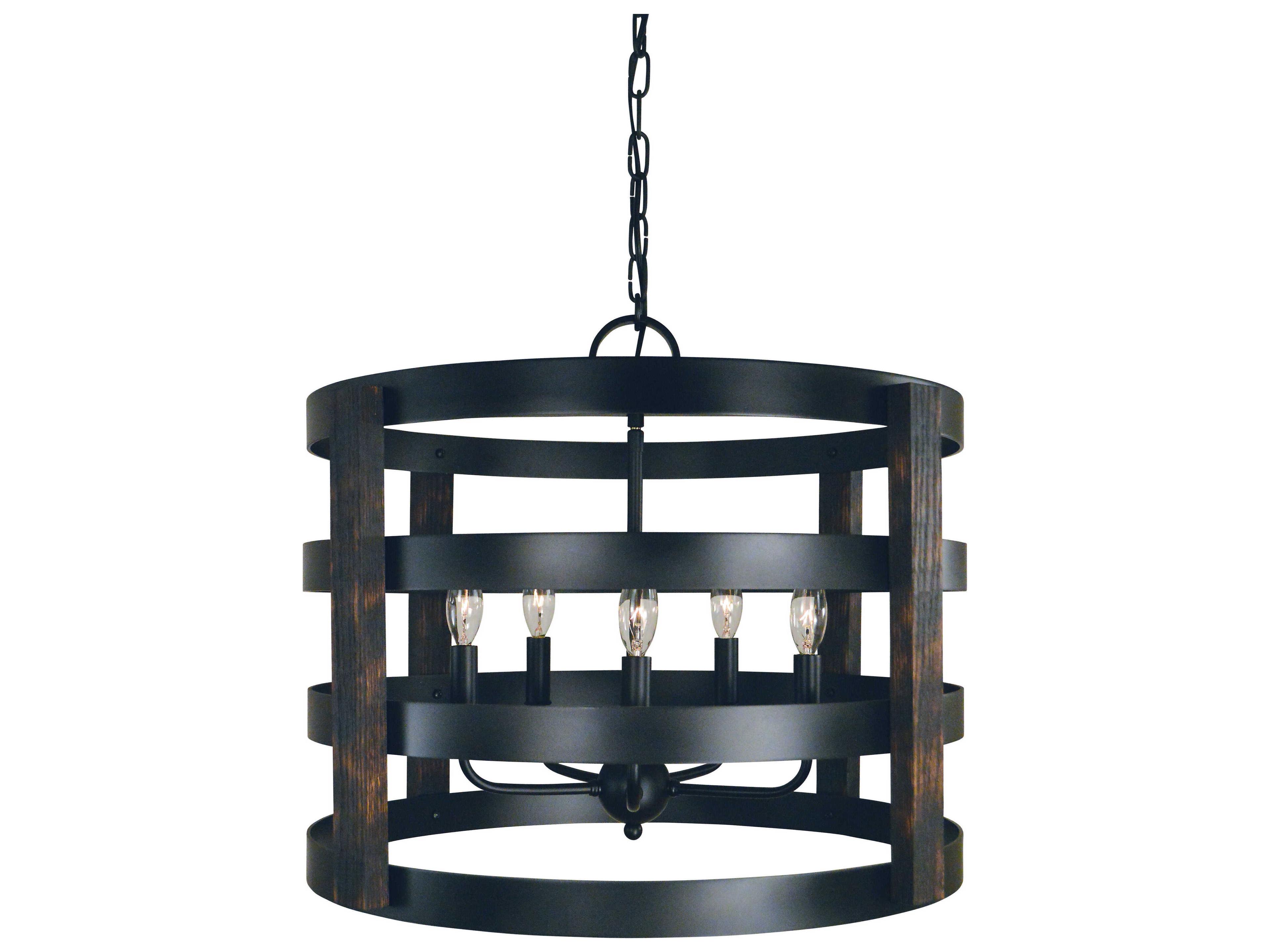 Framburg Homestead 5-Light Matte Black Drum Chandelier