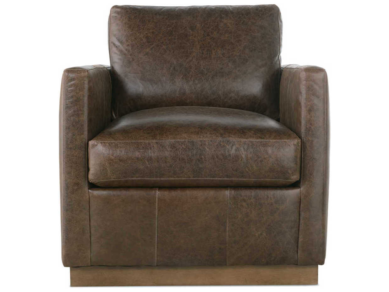 Rowe Allie Swivel Brown Leather Accent Chair