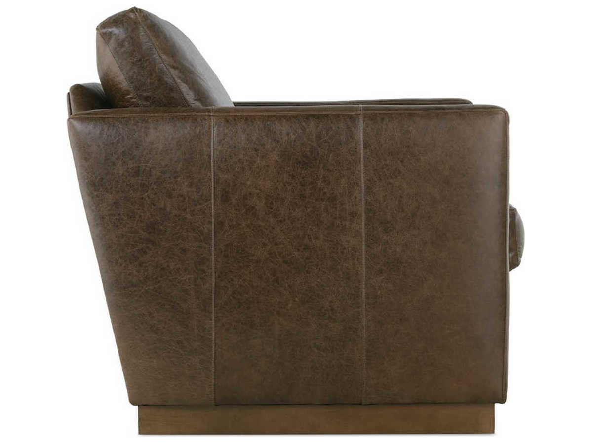 Rowe Allie Swivel Brown Leather Accent Chair