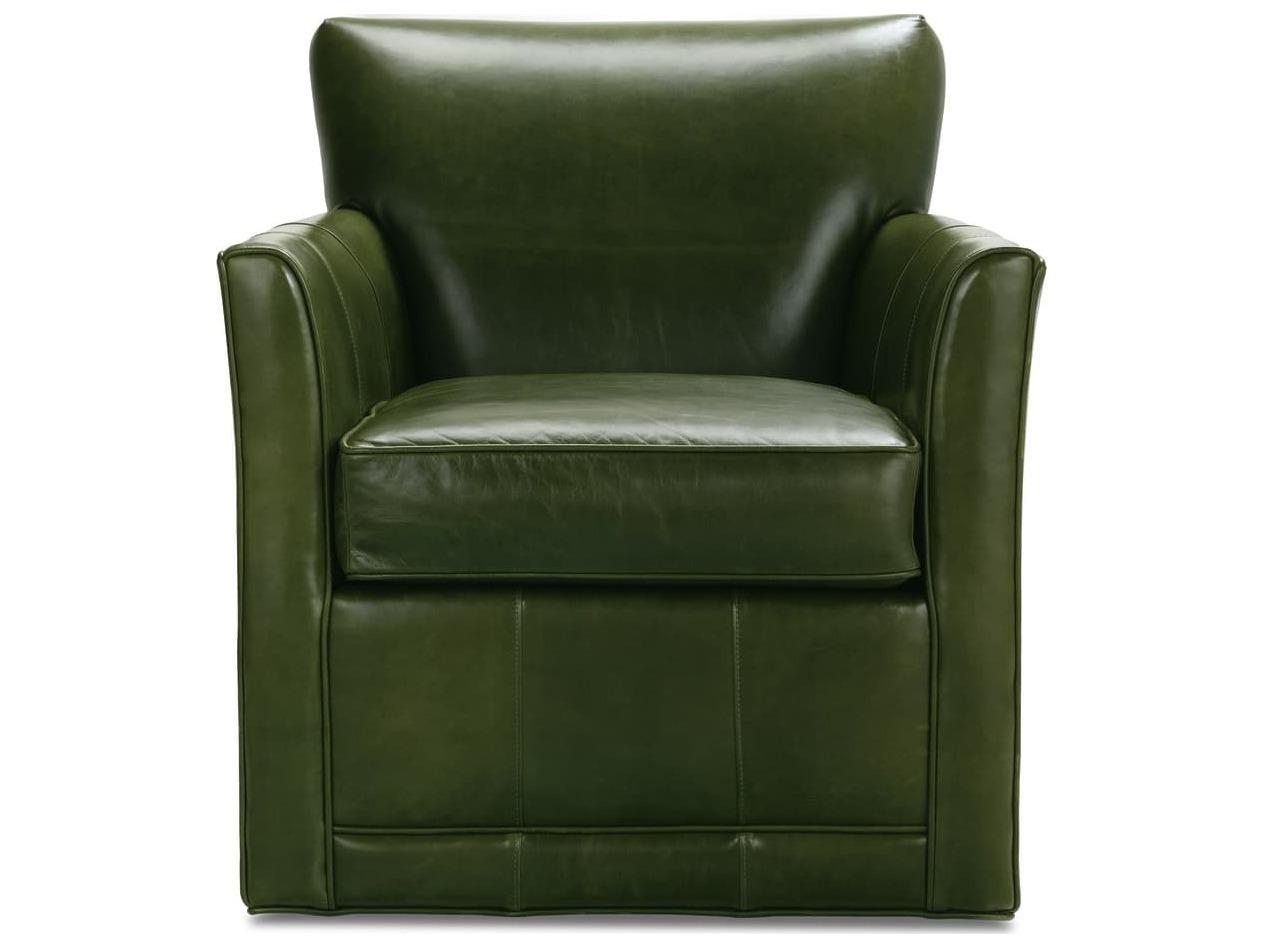 Rowe Times Square Swivel Green Leather Accent Swivel Chair