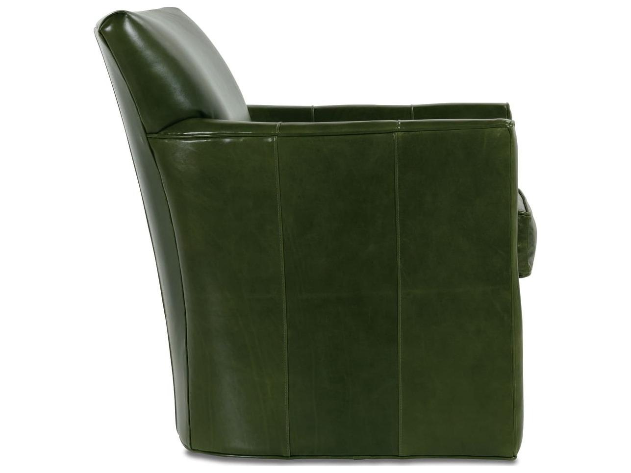 Rowe Times Square Swivel Green Leather Accent Swivel Chair