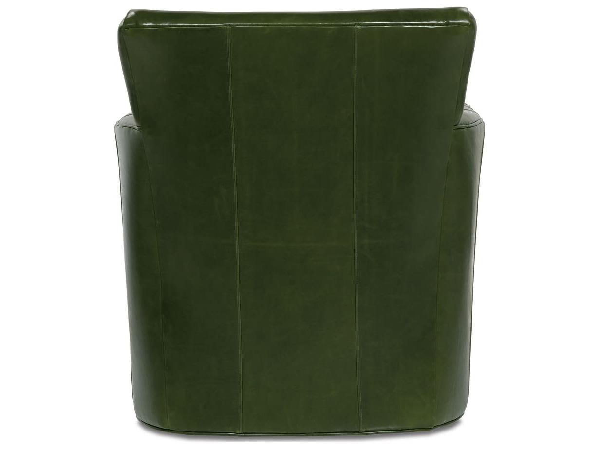 Rowe Times Square Swivel Green Leather Accent Swivel Chair