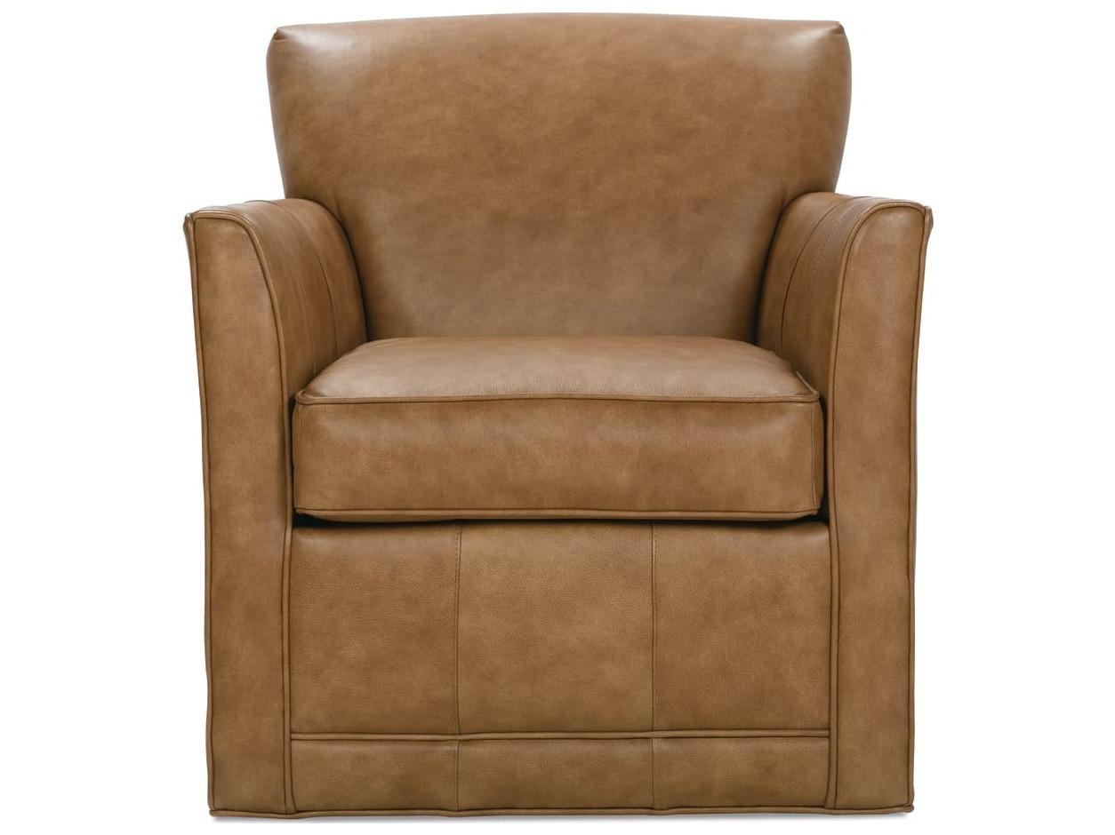 Rowe Times Square Swivel Brown Leather Accent Swivel Chair