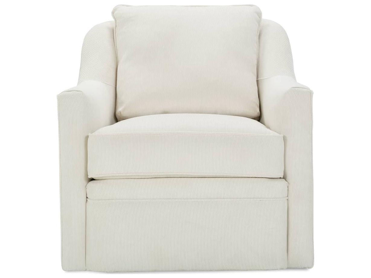 Rowe Hollins Swivel White Fabric Accent Swivel Chair