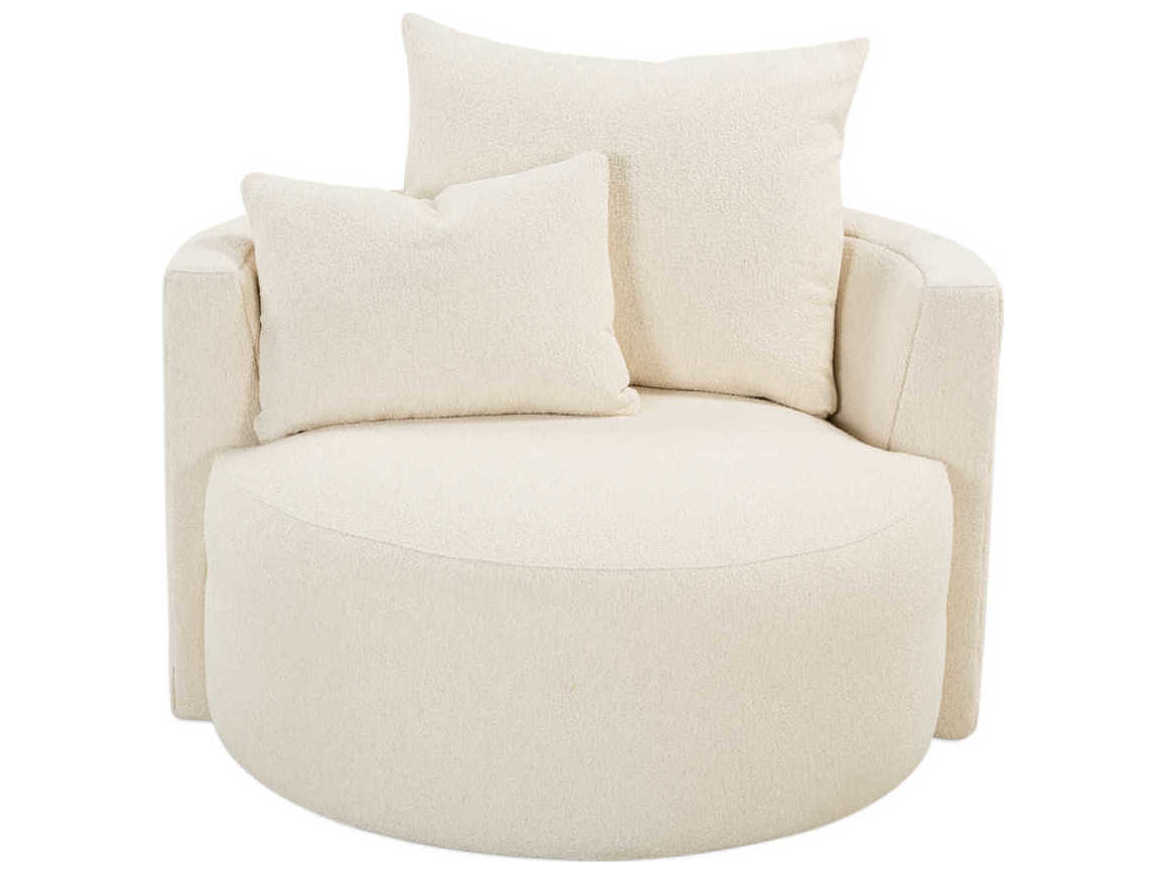 Rowe Leander Swivel White Fabric Accent Chair