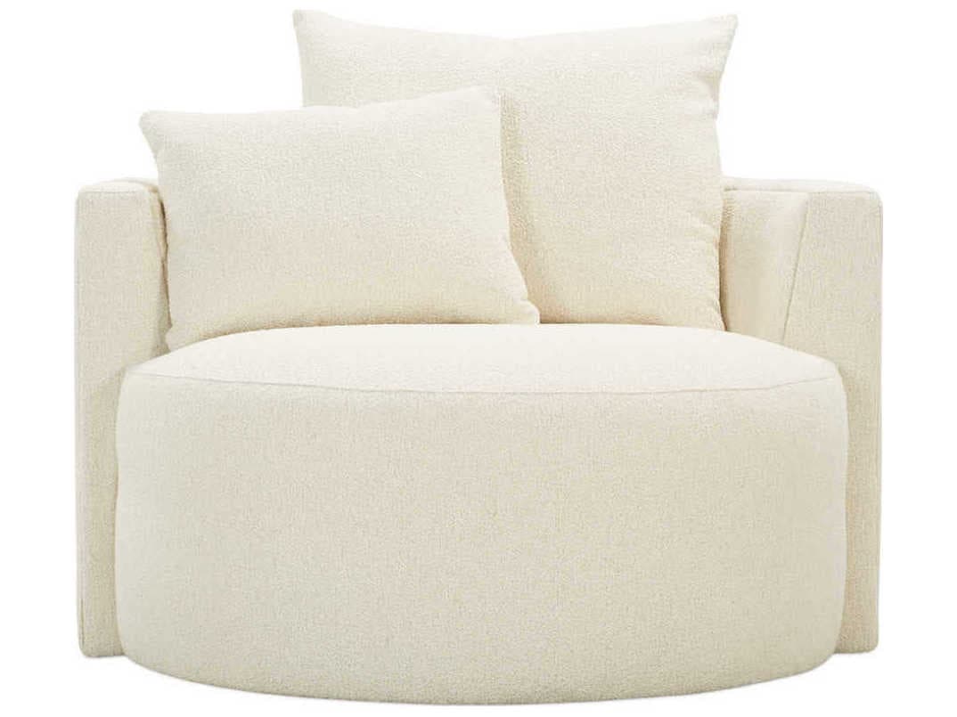 Rowe Leander Swivel White Fabric Accent Chair