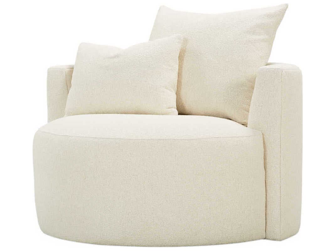 Rowe Leander Swivel White Fabric Accent Chair