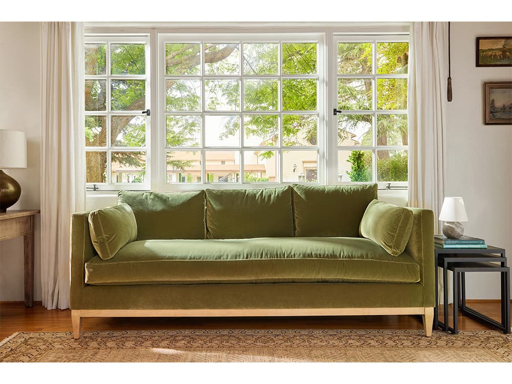 Rowe Leo Washed Oak Green Upholstered Sofa
