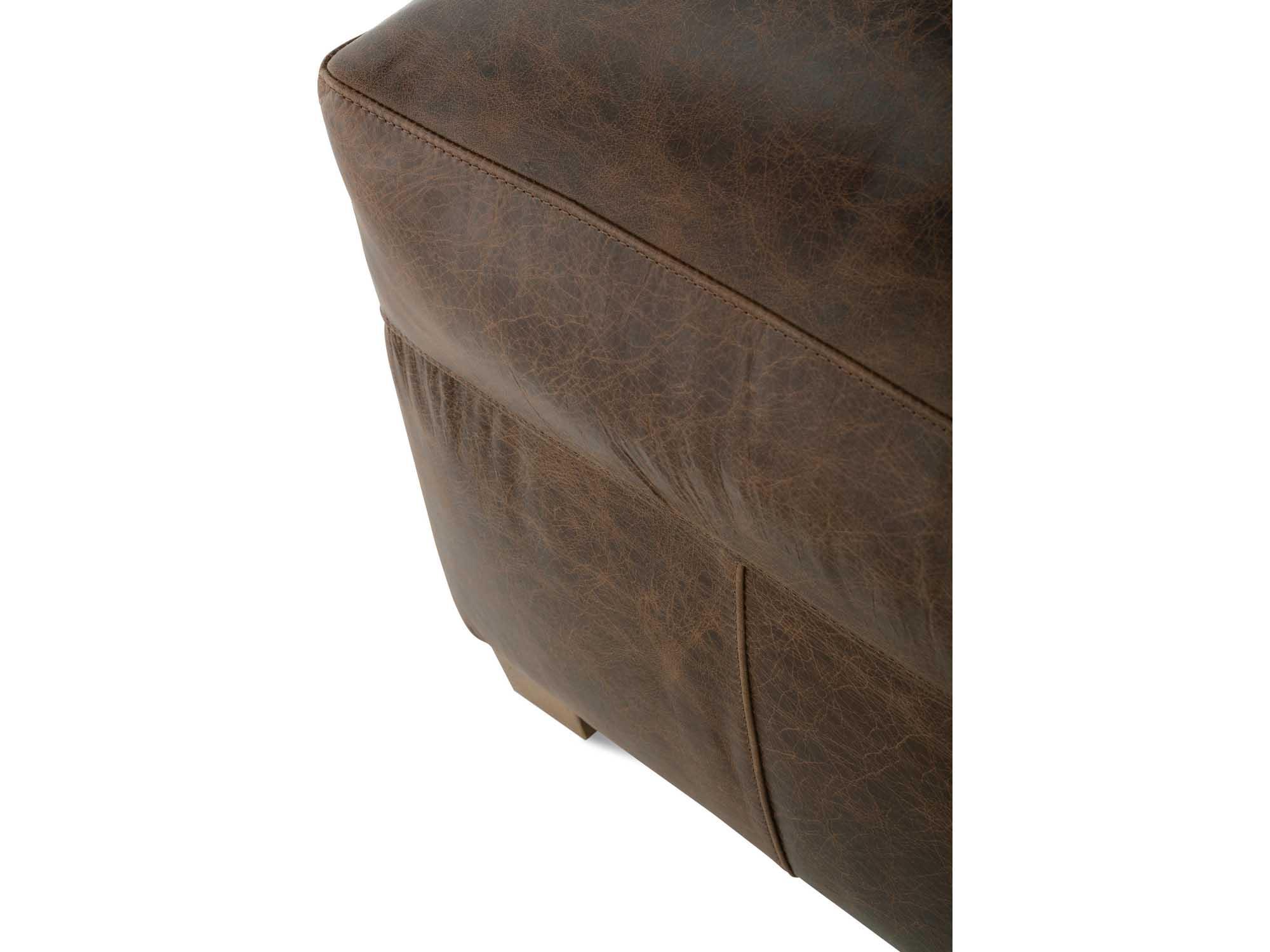 Rowe Lilah Latte Brown Leather Ottoman