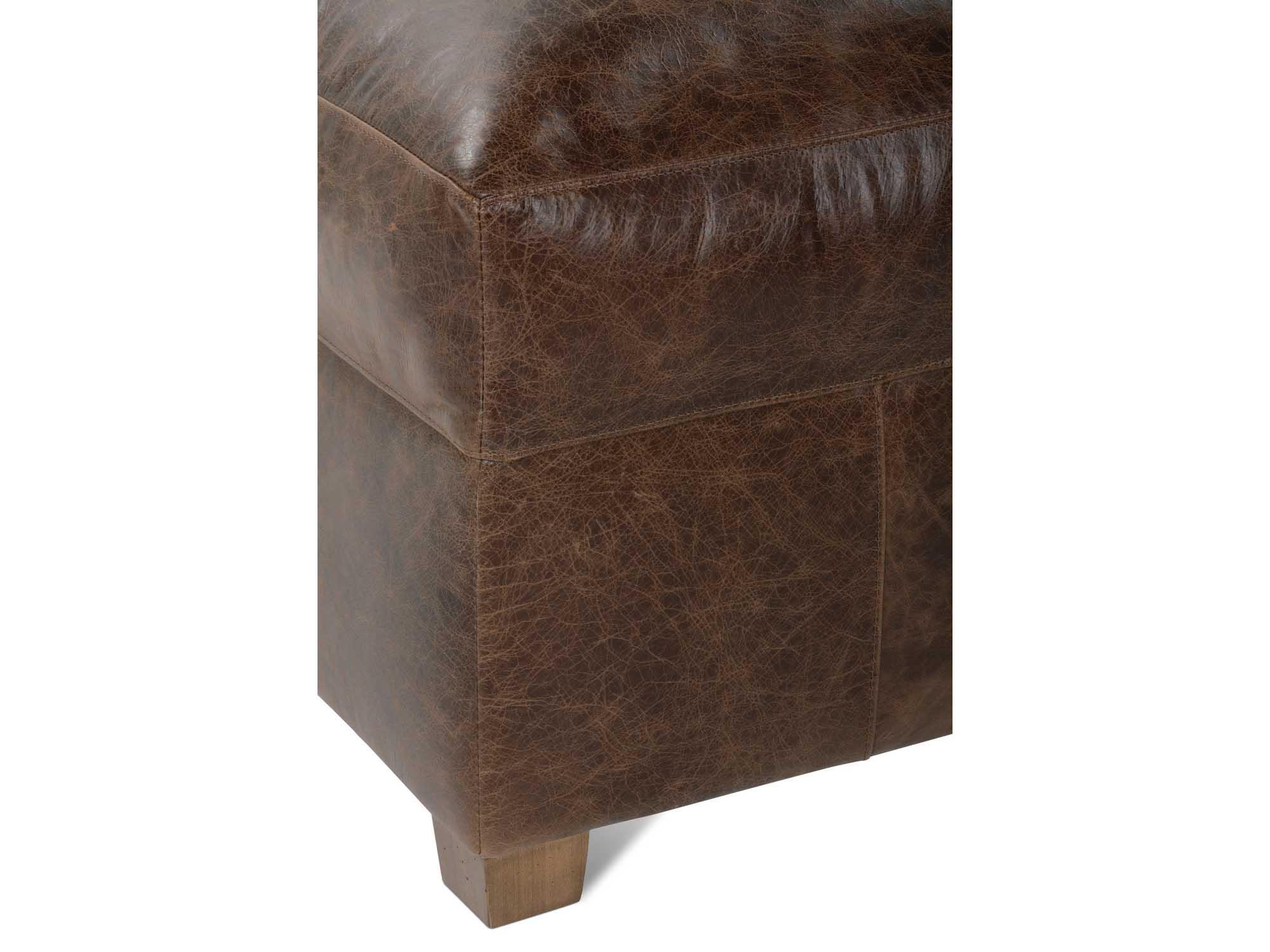 Rowe Lilah Latte Brown Leather Ottoman