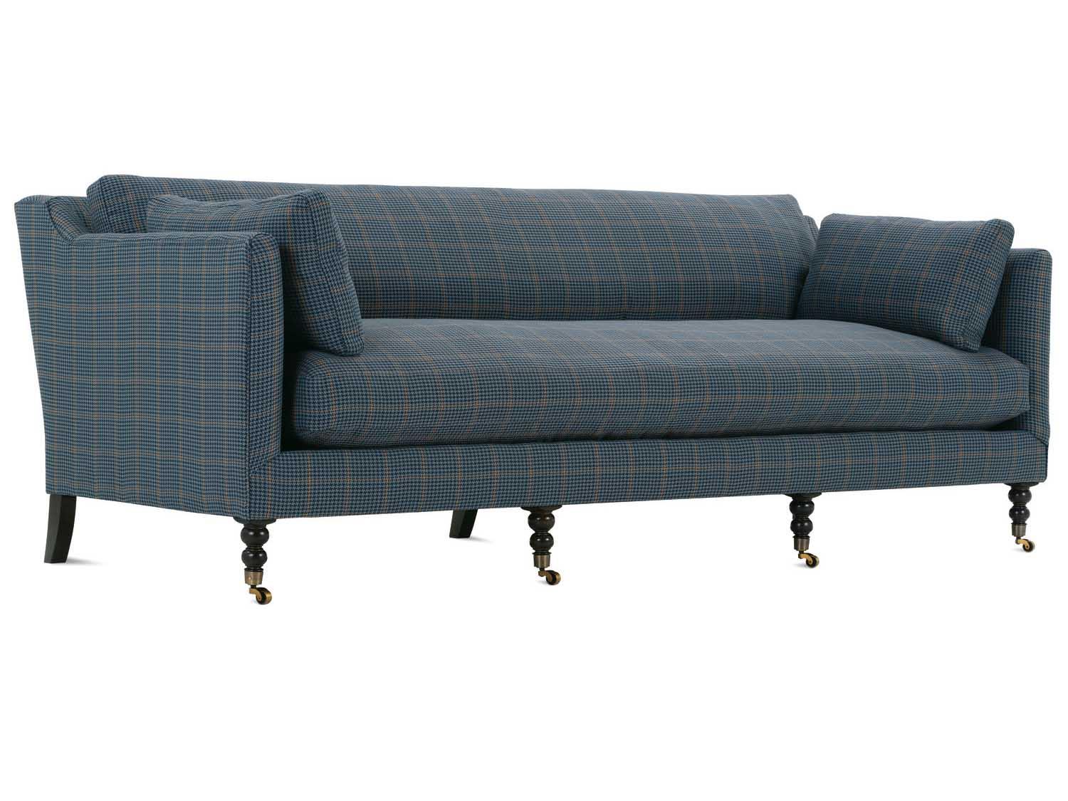 Rowe Madeline Chocolate Blue Upholstered Sofa
