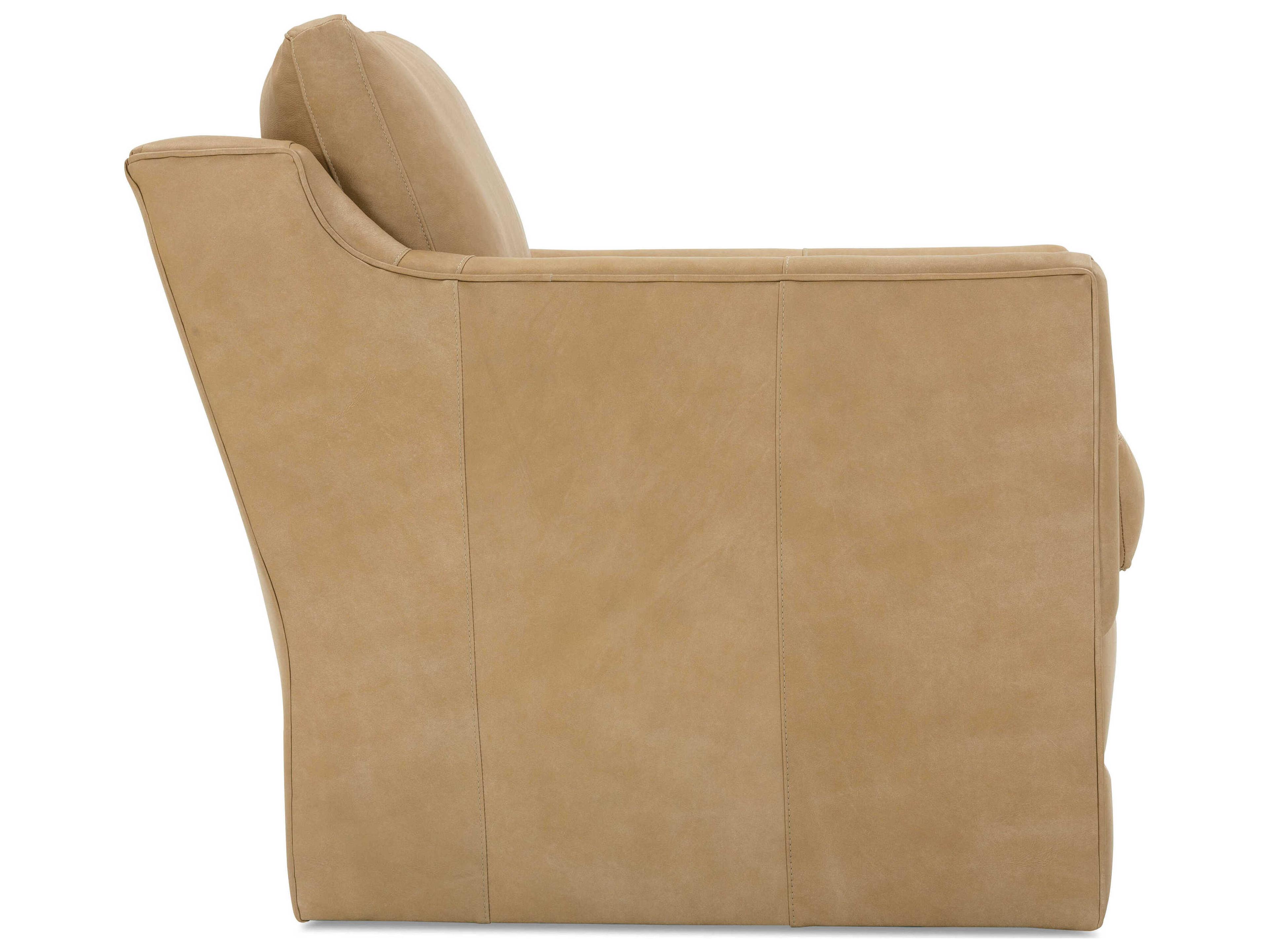 Rowe Madeline Swivel Brown Leather Accent Chair