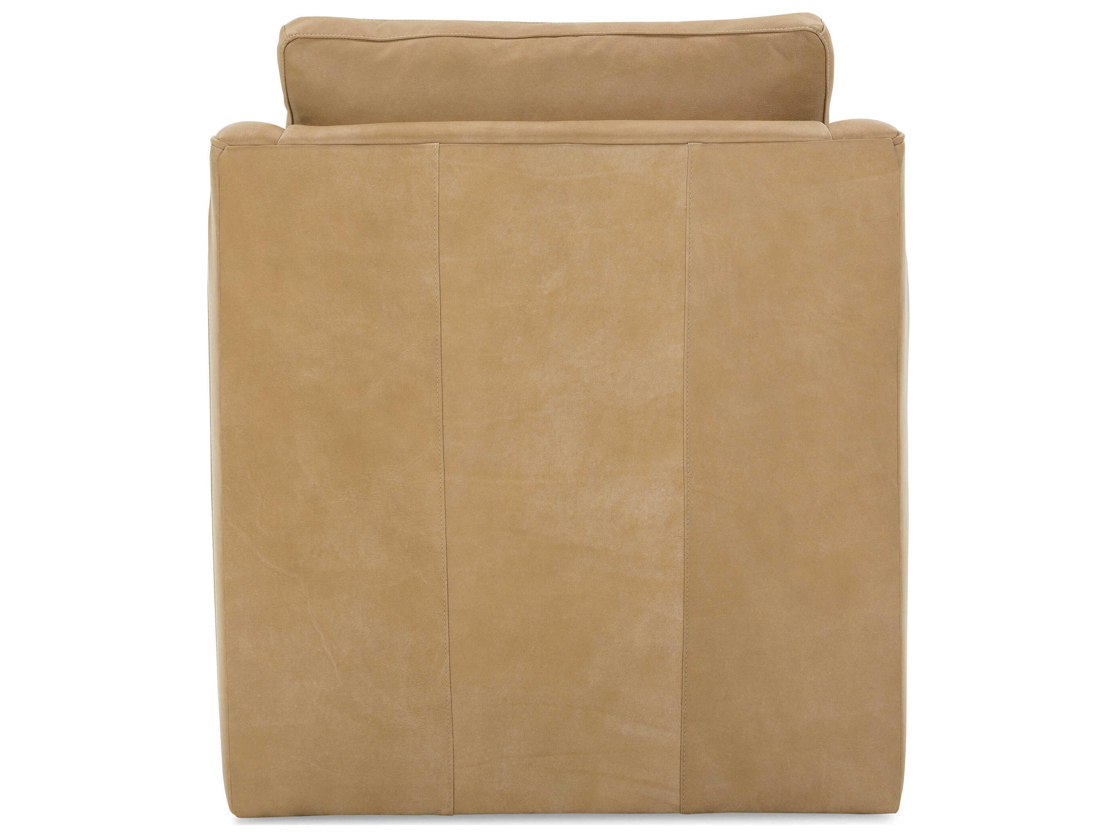 Rowe Madeline Swivel Brown Leather Accent Chair