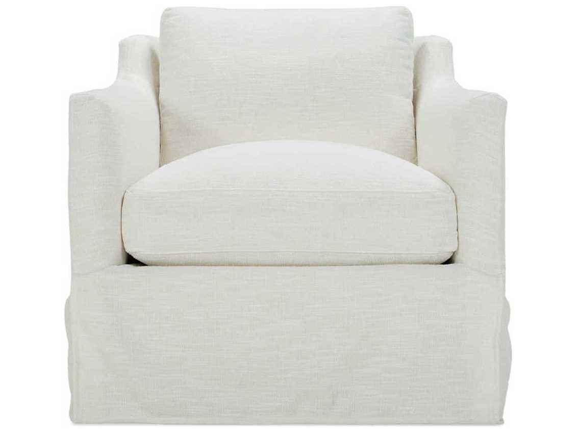 Rowe Madeline Swivel White Fabric Accent Chair with Slipcover