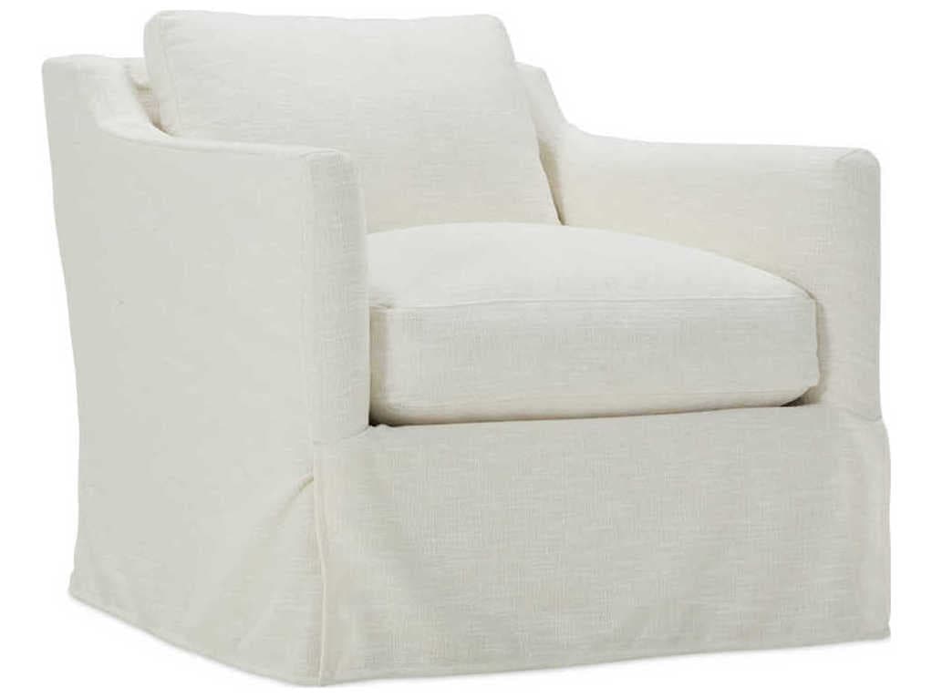 Rowe Madeline Swivel White Fabric Accent Chair with Slipcover