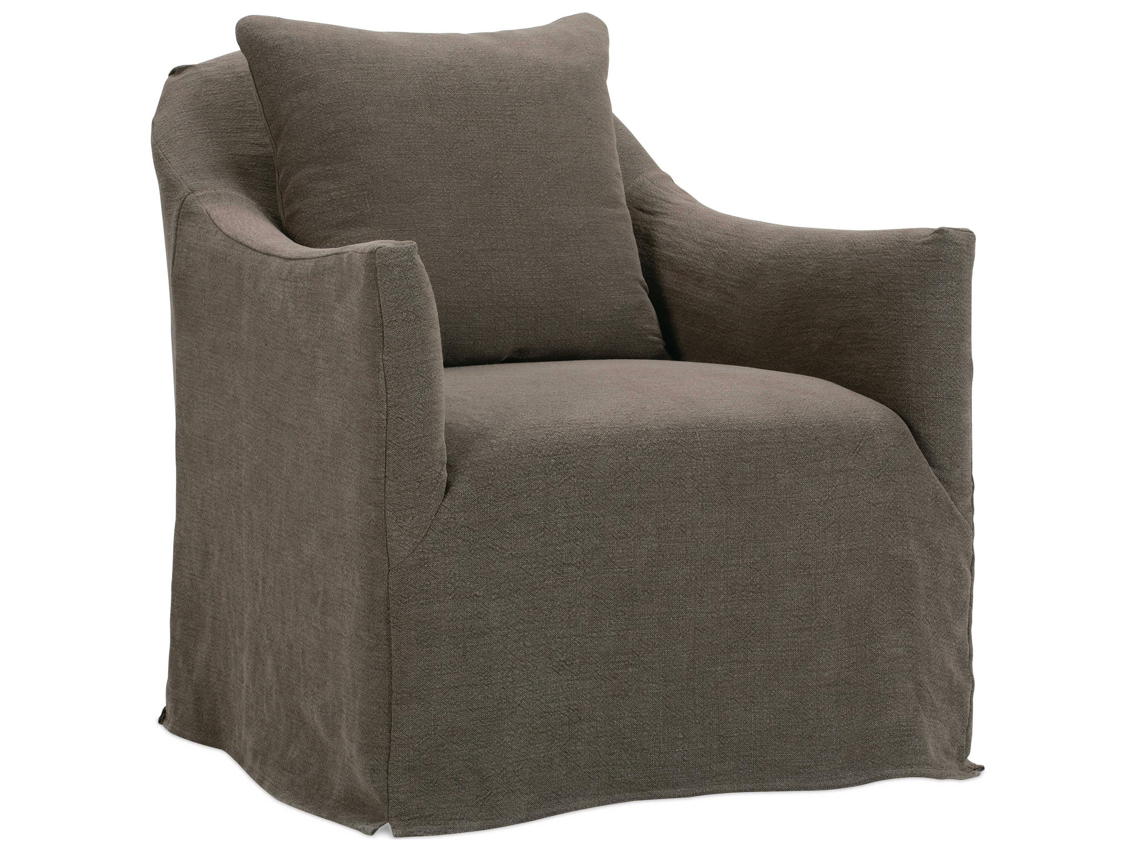 Rowe Noel Swivel Brown Fabric Accent Chair with Slipcover