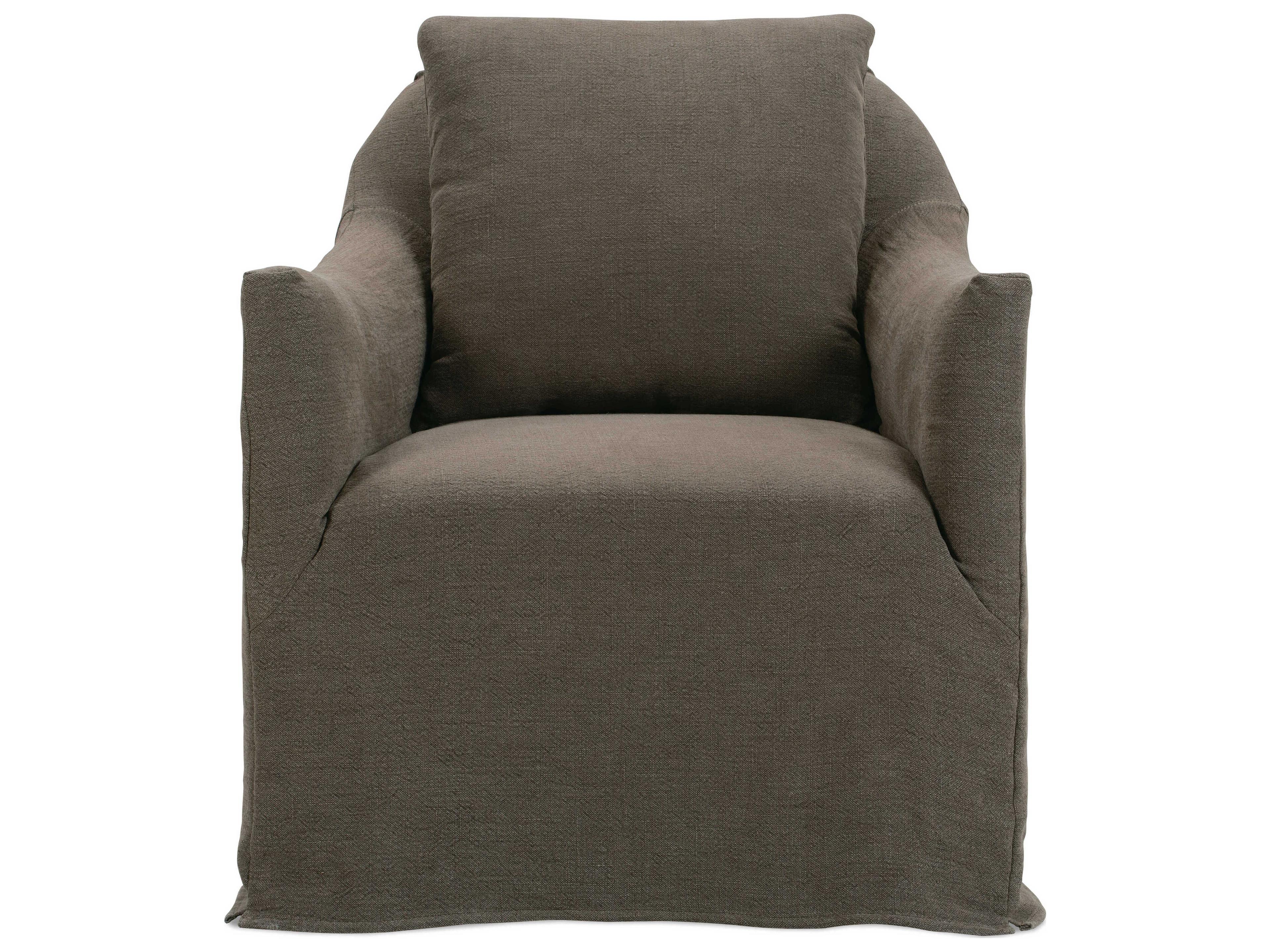 Rowe Noel Swivel Brown Fabric Accent Chair with Slipcover