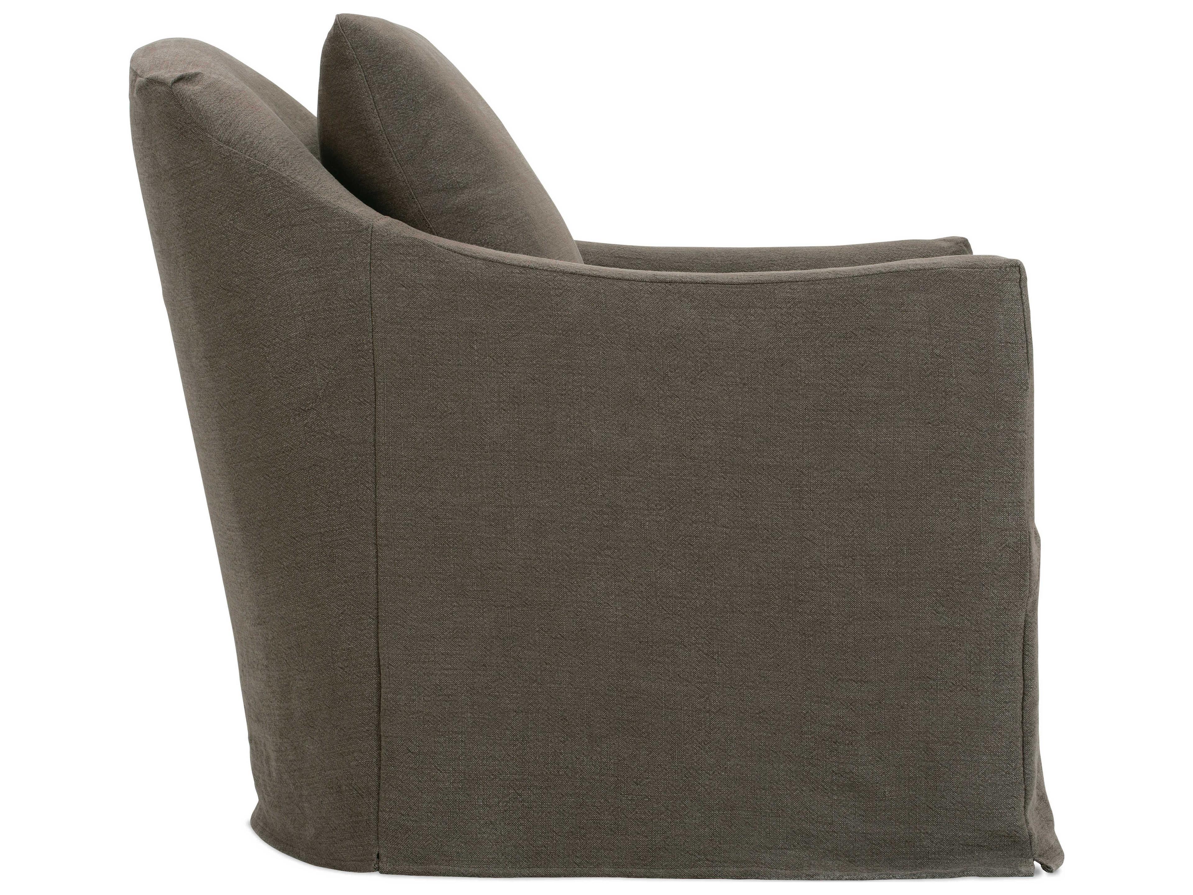 Rowe Noel Swivel Brown Fabric Accent Chair with Slipcover