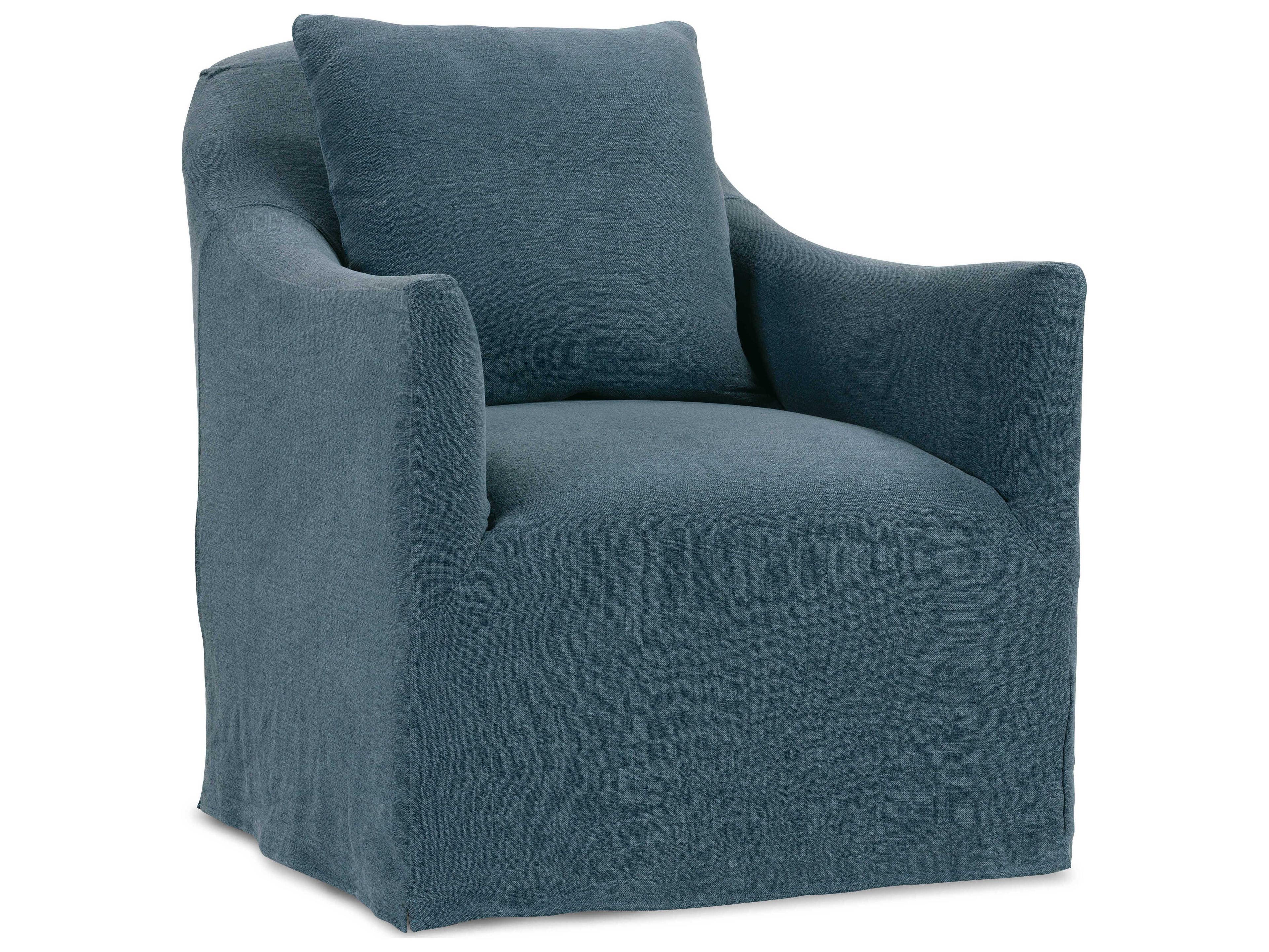 Rowe Noel Swivel Blue Fabric Accent Chair with Slipcover