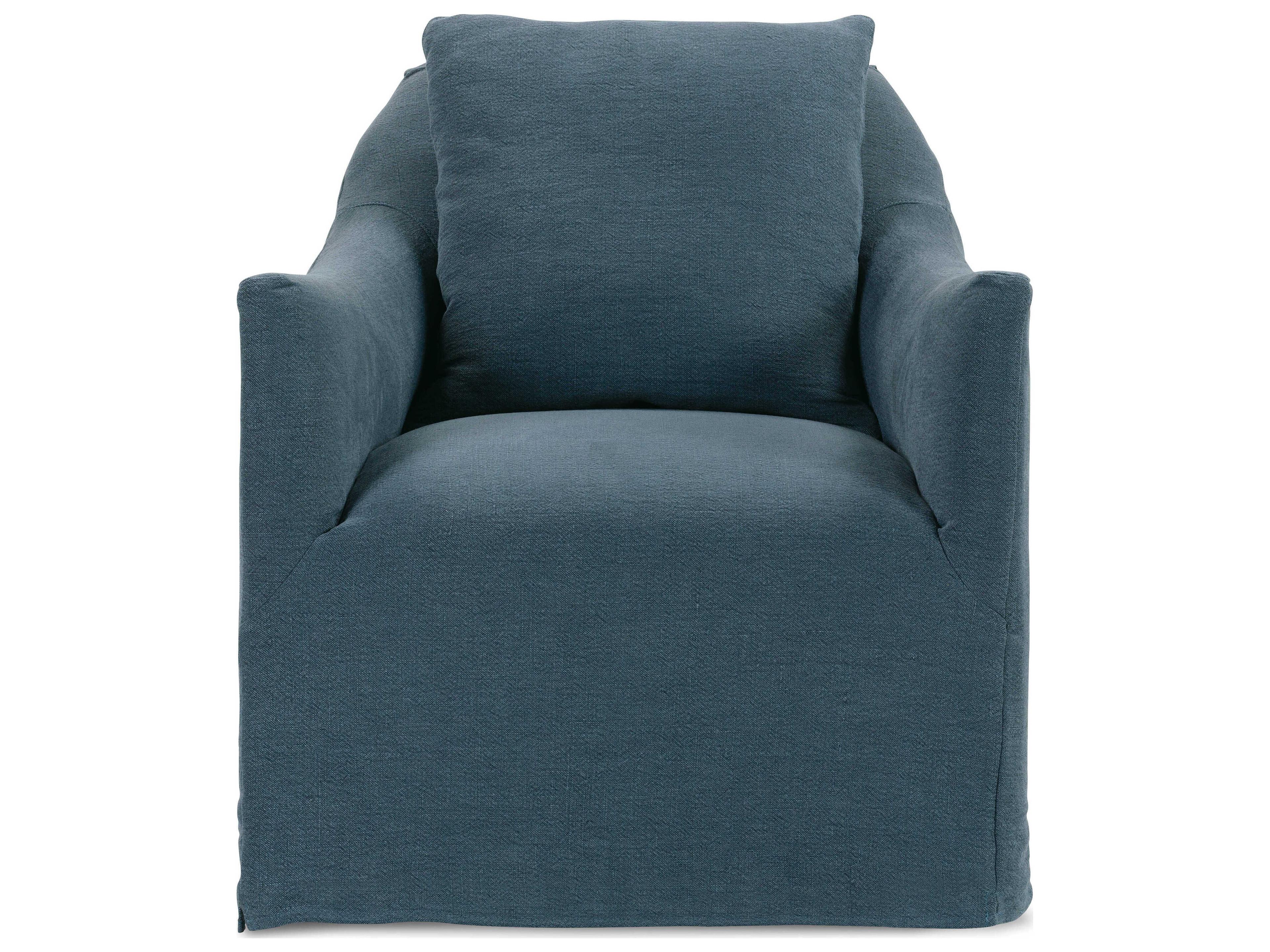 Rowe Noel Swivel Blue Fabric Accent Chair with Slipcover