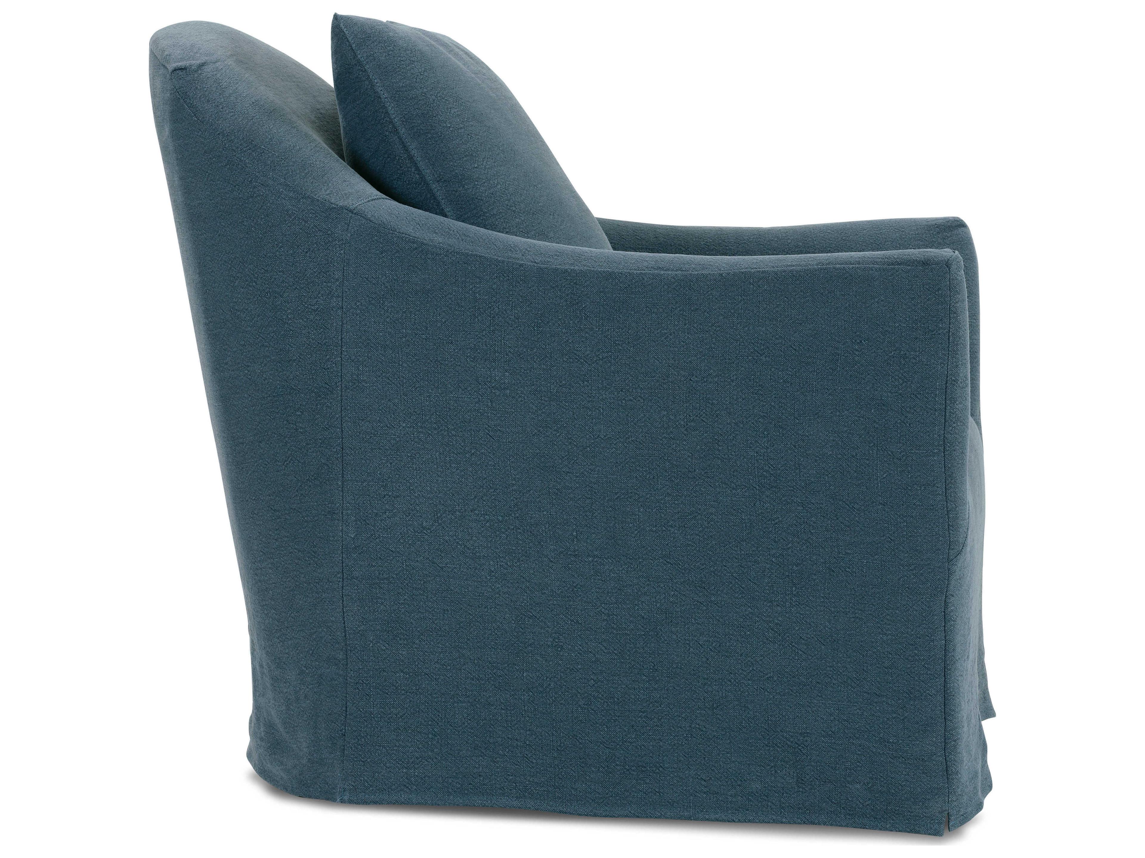 Rowe Noel Swivel Blue Fabric Accent Chair with Slipcover