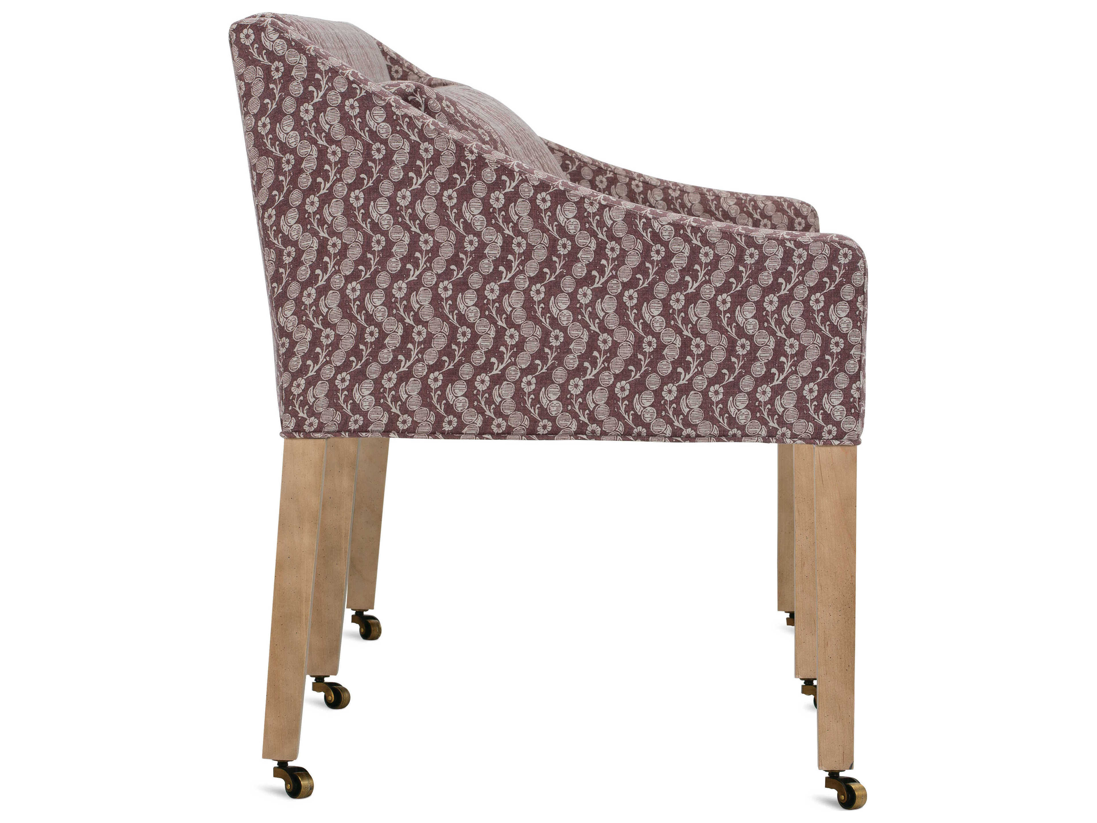 Rowe Odessa Washed Oak Burgundy Upholstered Accent Benc