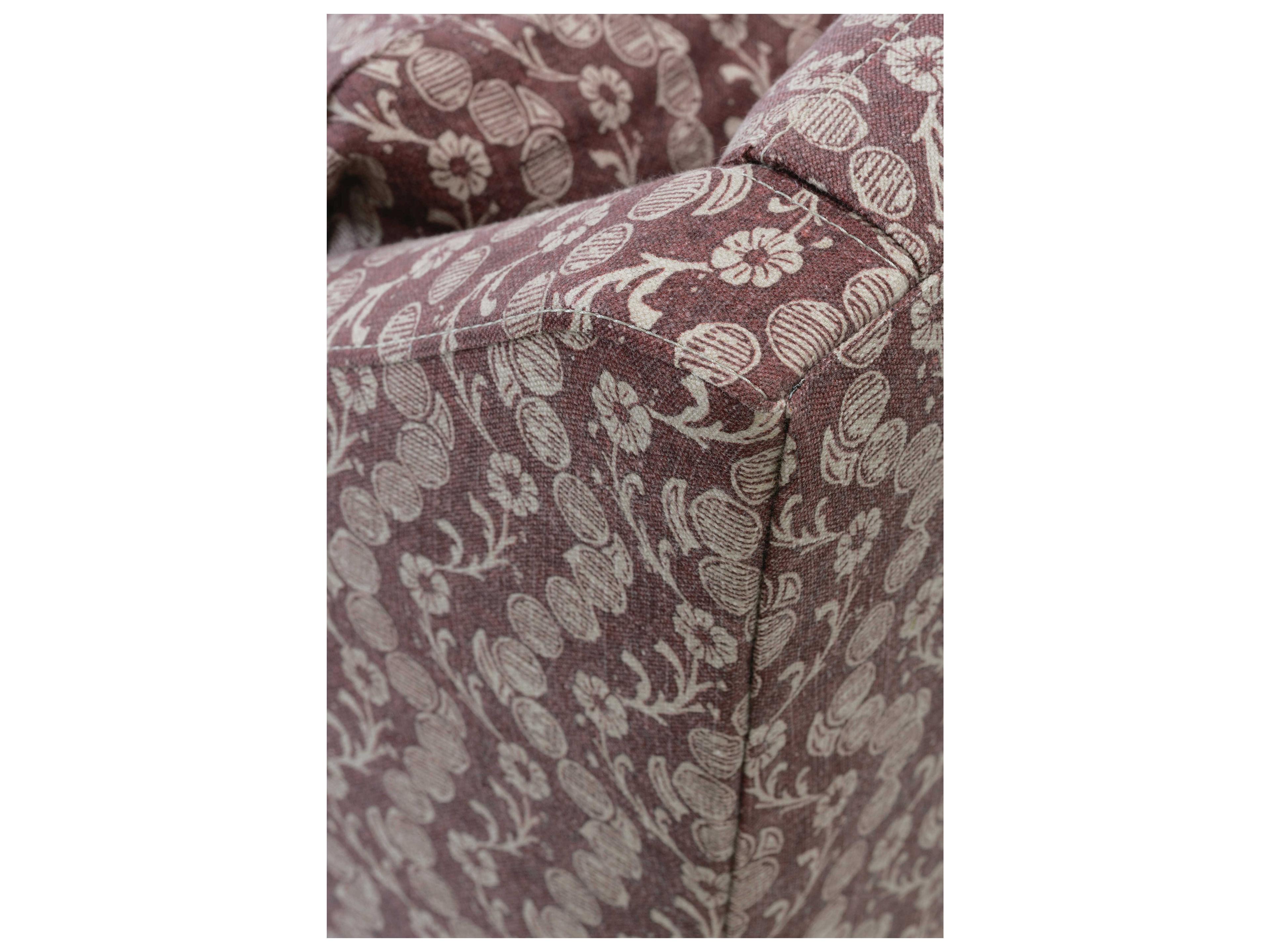 Rowe Odessa Washed Oak Burgundy Upholstered Accent Benc